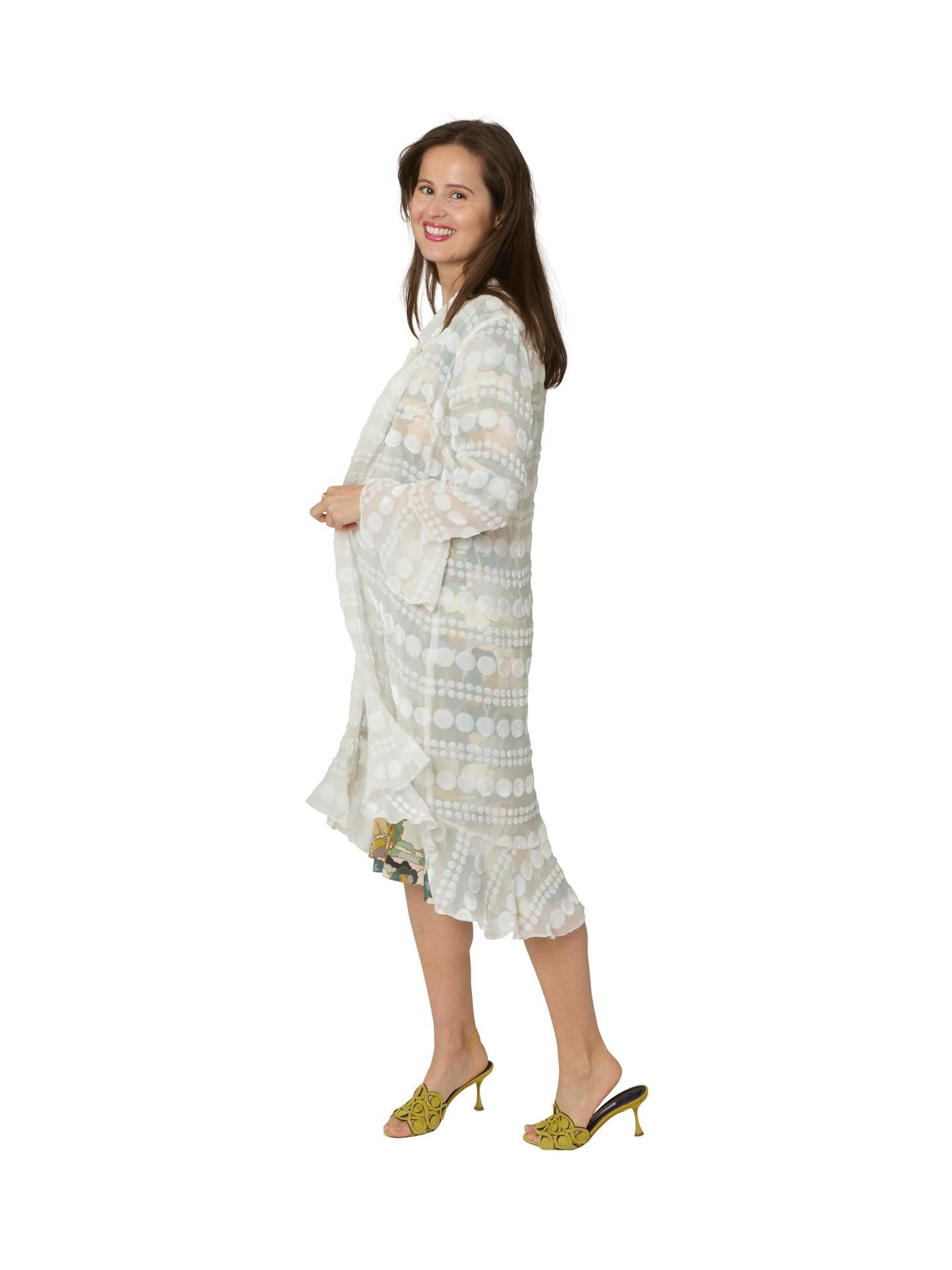 Shawl collared, devor&eacute;, silk velvet, flounced jacket.

📸 @nataliedinham_photography 

https://www.sophiehale.com/fashion