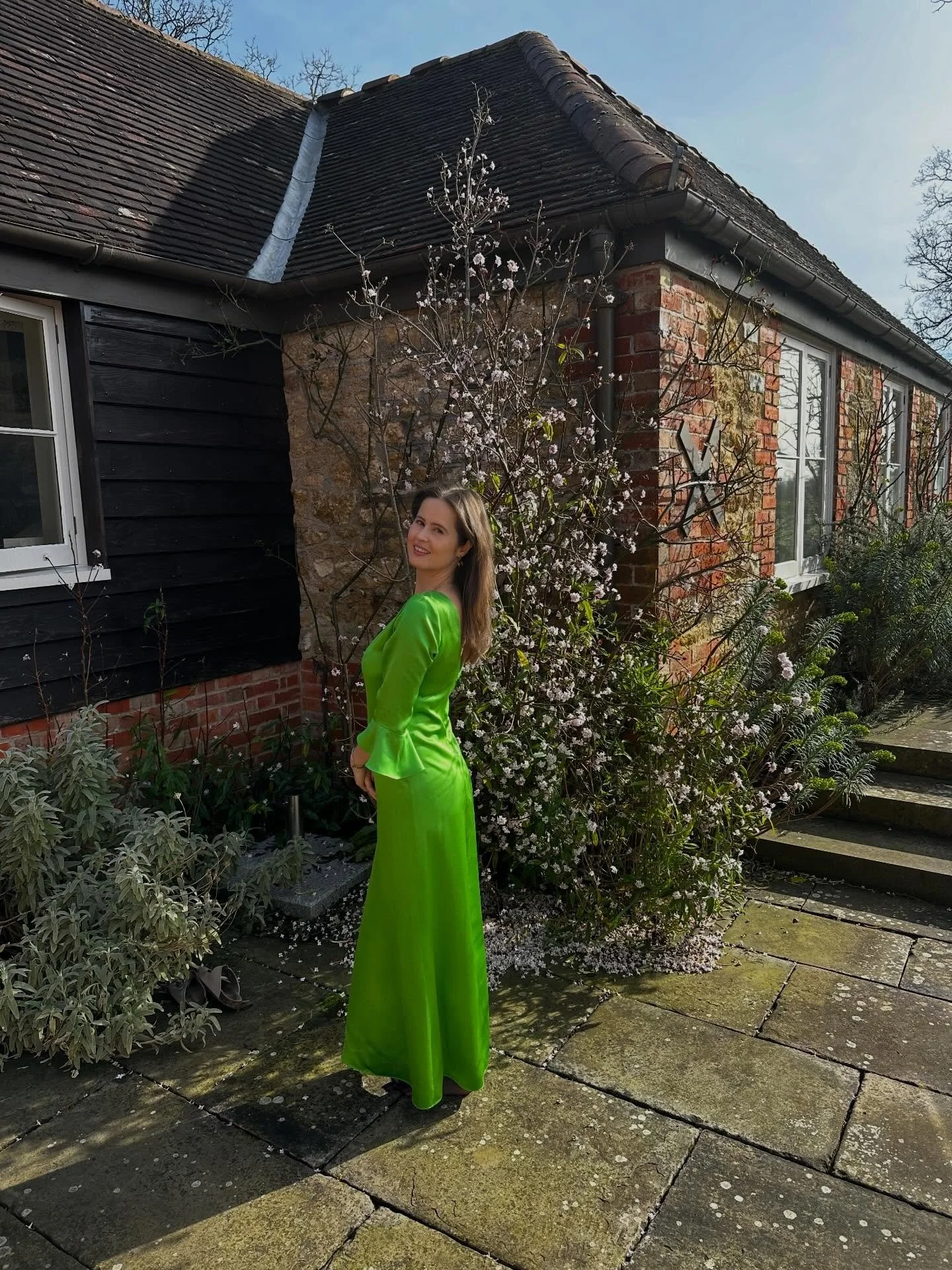 Green silk dress 💚 
Handmade in our london studio.
Perfect for spring 🌷✨

#handmade #silk