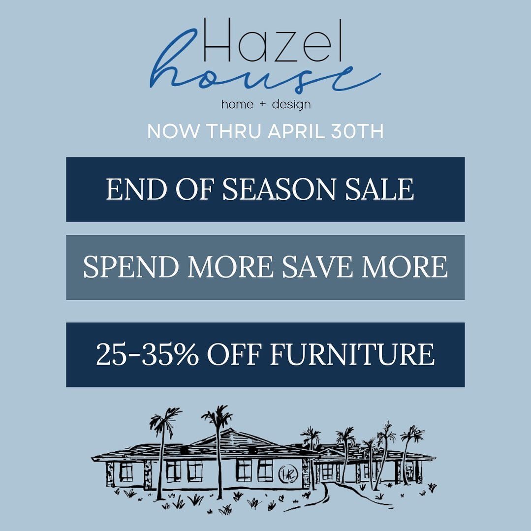 Most of the Hazel House team is at @highpointmarket sourcing all the new for the store and our clients. Don&rsquo;t miss your chance to save on furniture at the store now thru the end of the month. The more you buy, the more you save! 
Doors open at 