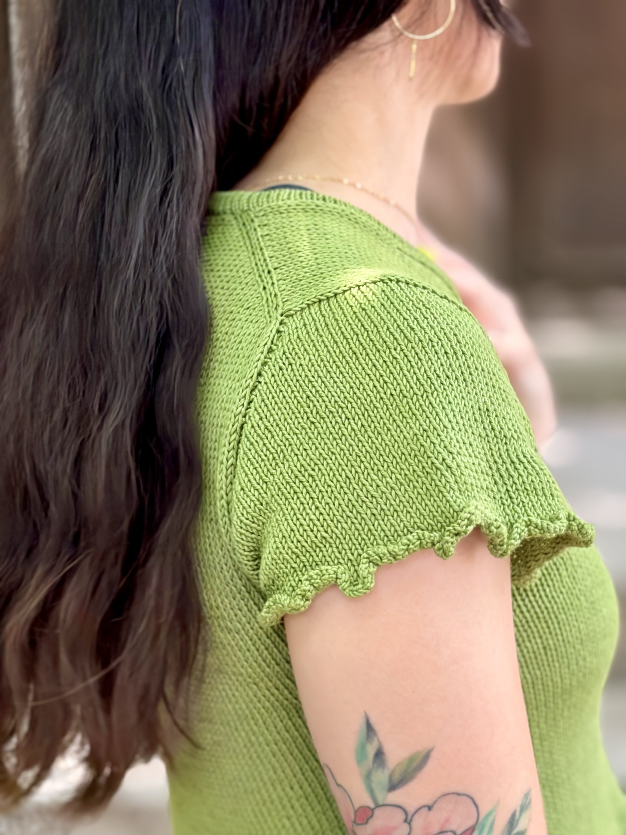 women in green knitted tee
