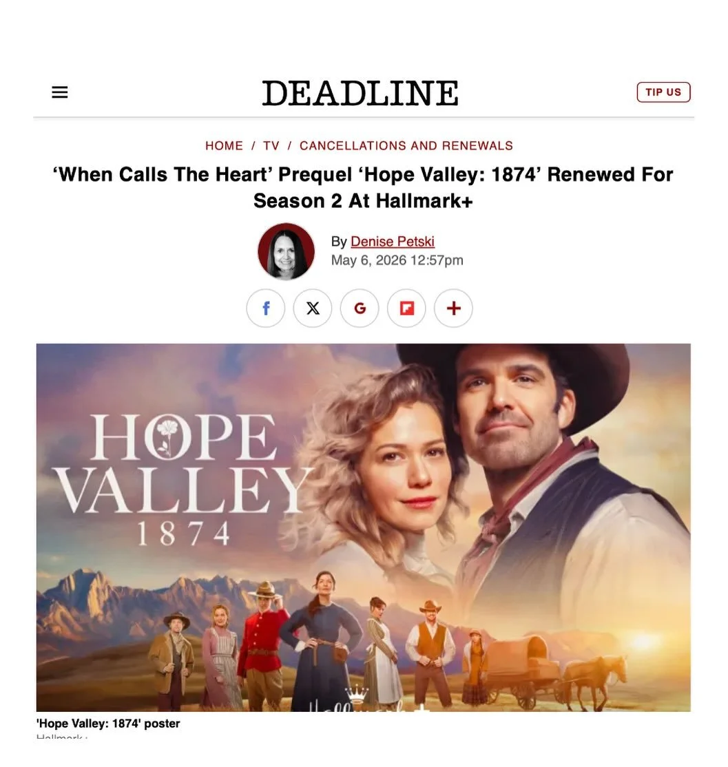 We&rsquo;re happy to share the news that &lsquo;Hope Valley: 1874&rsquo; has been renewed. With our Chelsea Hobbs ( @chelseaxhobbs ). @hallmarkplus
 
From @deadline
 
Hope Valley: 1874 will be back for another go-round. Touting the series&rsquo; debu