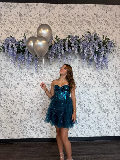 sachin and babi light blue dress Royal Blue Star Prom Dresses Long Cape Sleeve Formal Evening Gown FD27 –  Viniodress