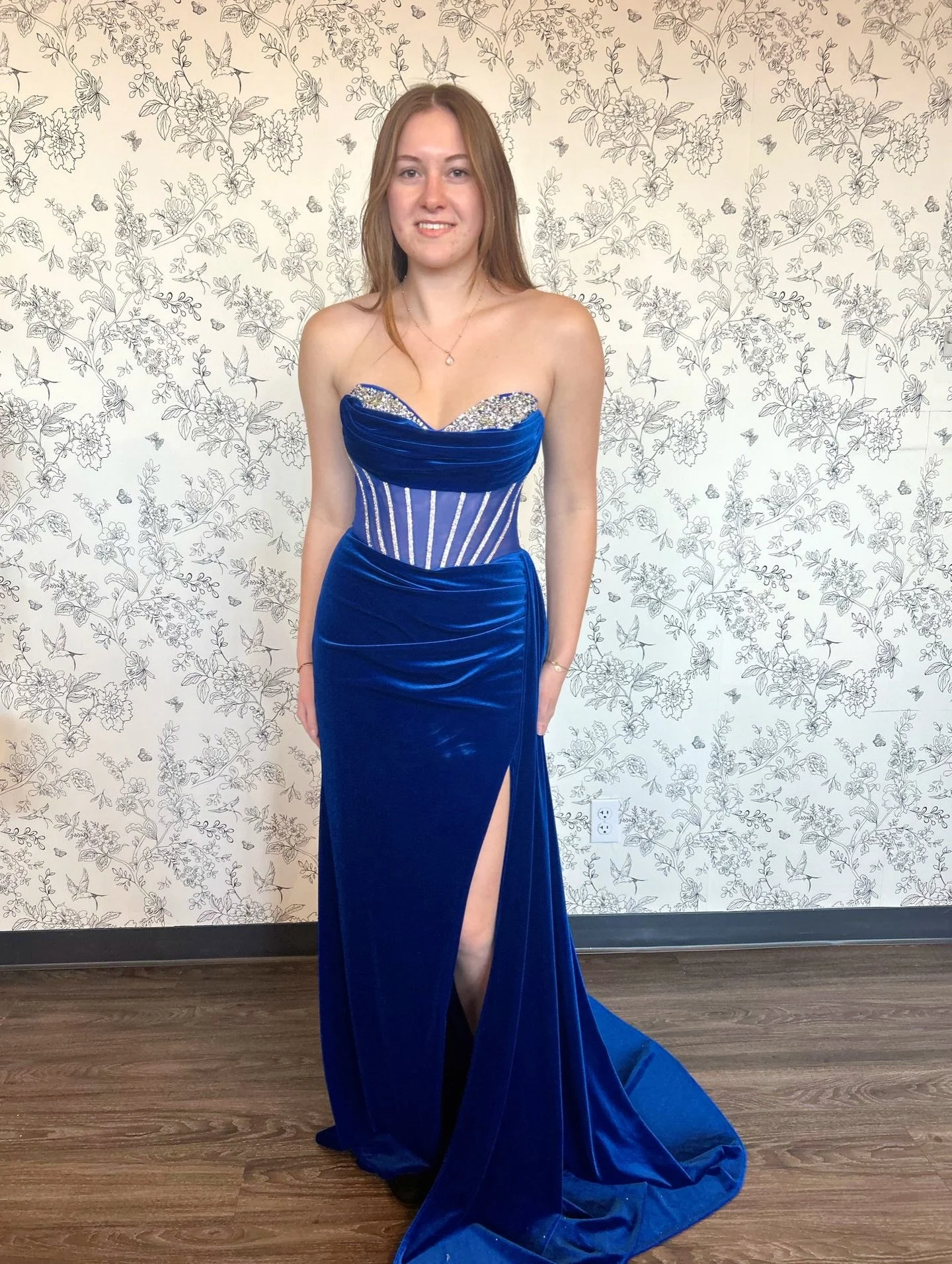 A blue velvet gown, with a beaded corset top? 💙✨ *adds to cart* 🛍️

#believeprom #prom2026 #velvetgown #promdressshopping #gala