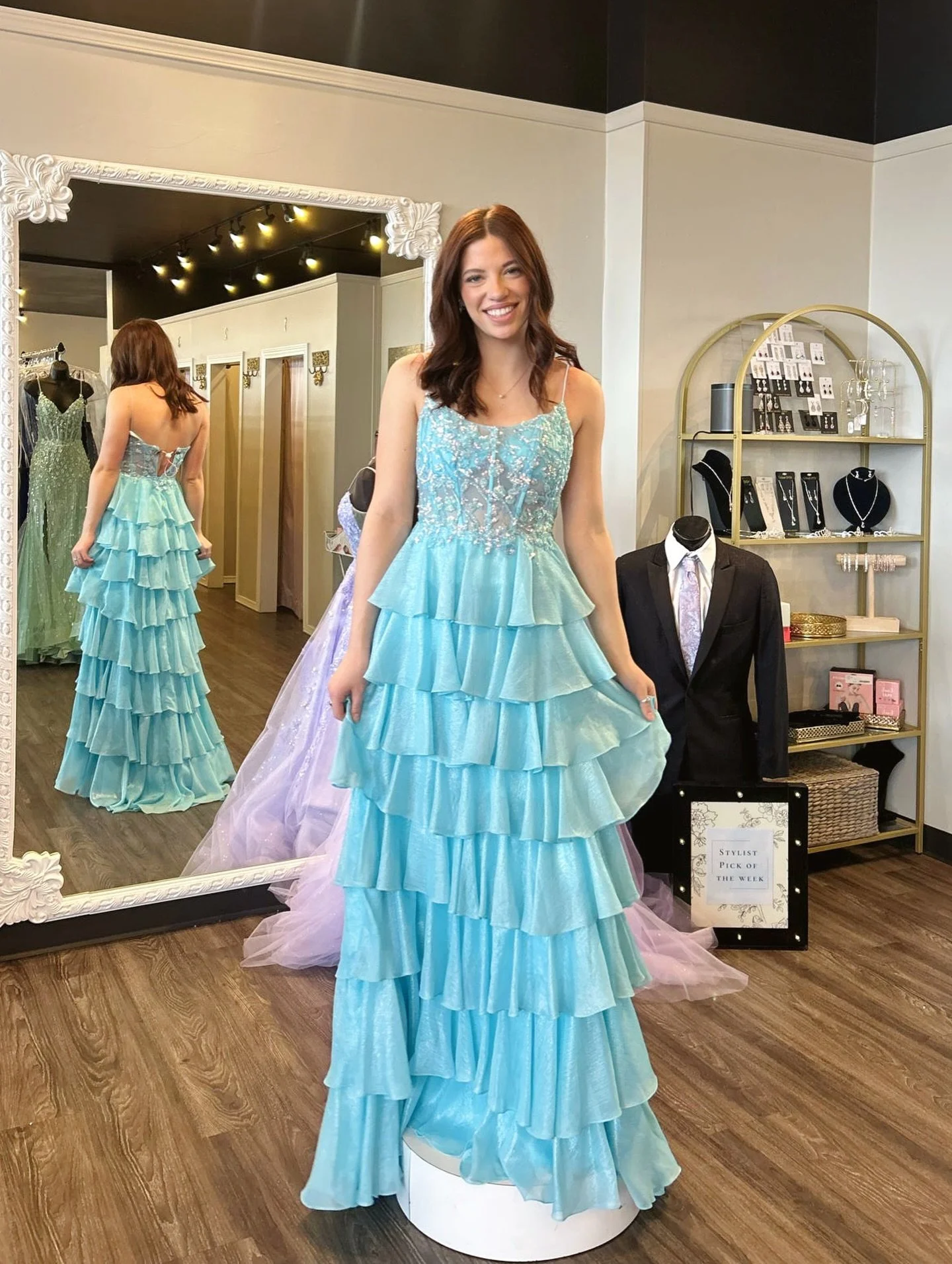 This new color has us swooning 🩵💫 

Are you coming to see us this weekend!? Let&rsquo;s shop &amp; find your perfect prom dress together!

✨FREE✨ Walk-Ins Only!
*No Appts Necessary*

#believeprom #prom2026 #promshopping #promdressshopping #promseas