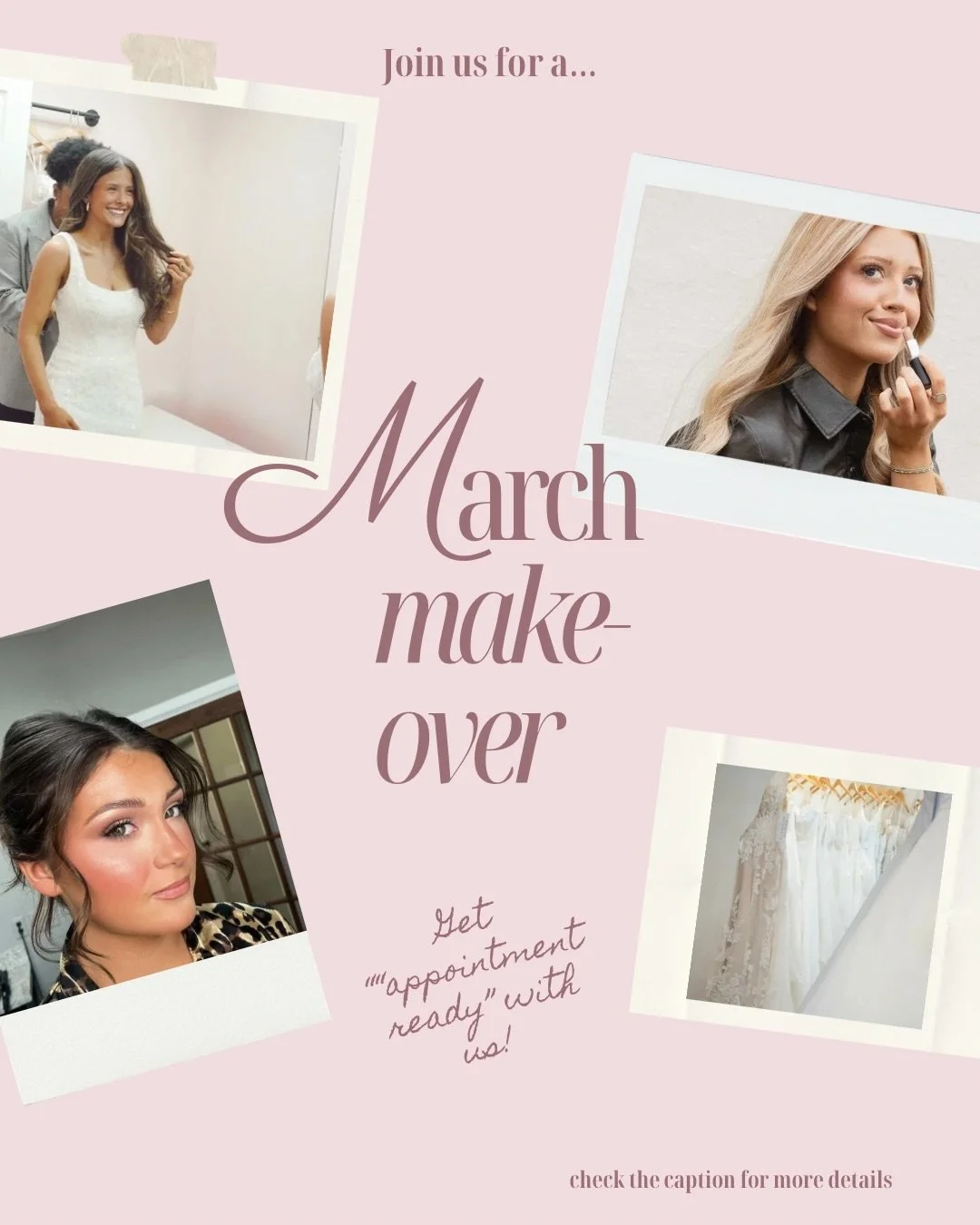 ✨ March Makeover Day ✨

Brides, this is your sign to book that appointment 💍
On March 7th, we&rsquo;re hosting a special March Makeover event where local hair and makeup artists @oliviagraceglamm &amp; @hairbybrooklynlee 
will be here giving complim