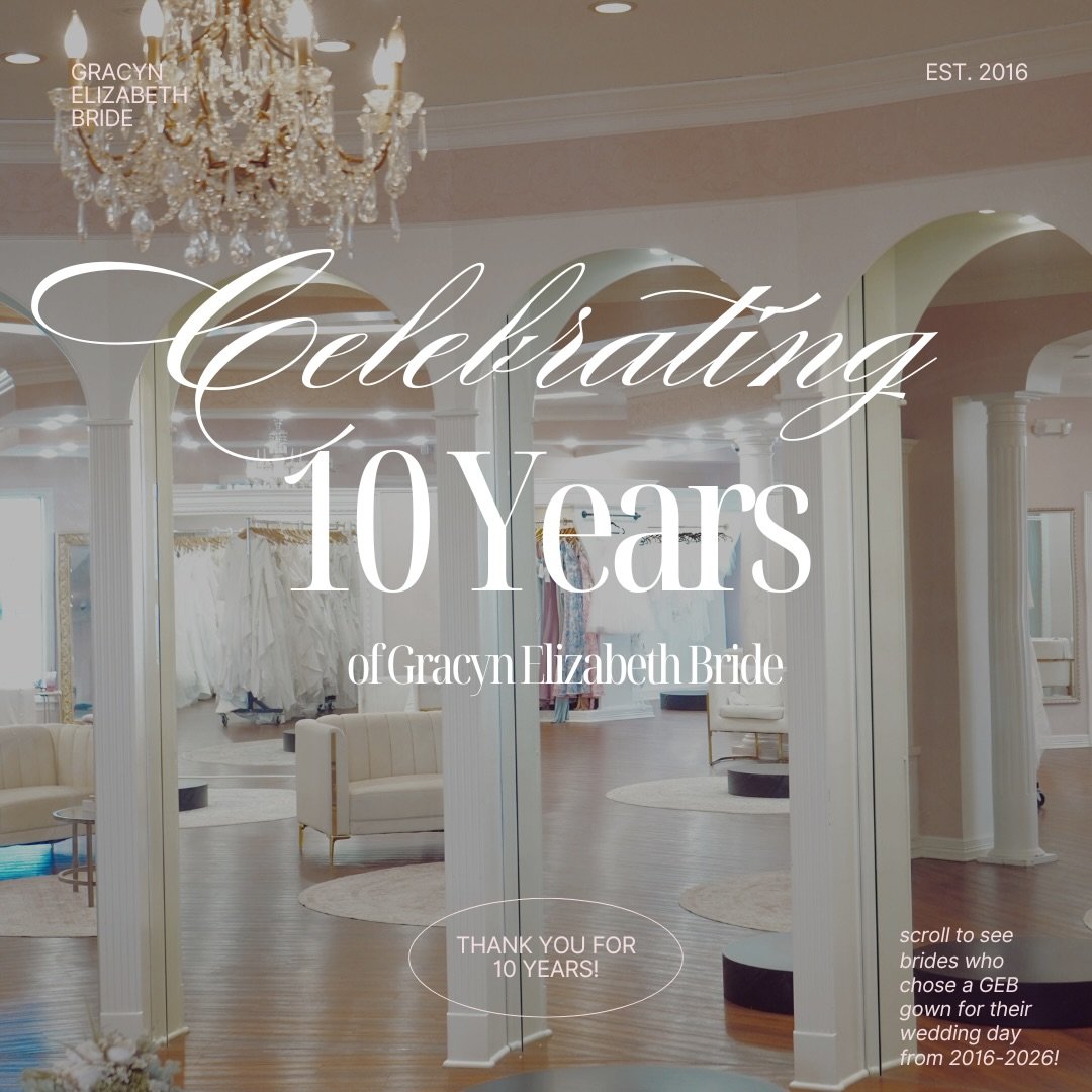 TEN YEARS OF GRACYN ELIZABETH BRIDE🥹🥂✨

&hellip;. and what a 10 years it&rsquo;s been! From the very first bride to the ones walking through our doors today&hellip; every single one of you has been part of our story. What started as just a concept 