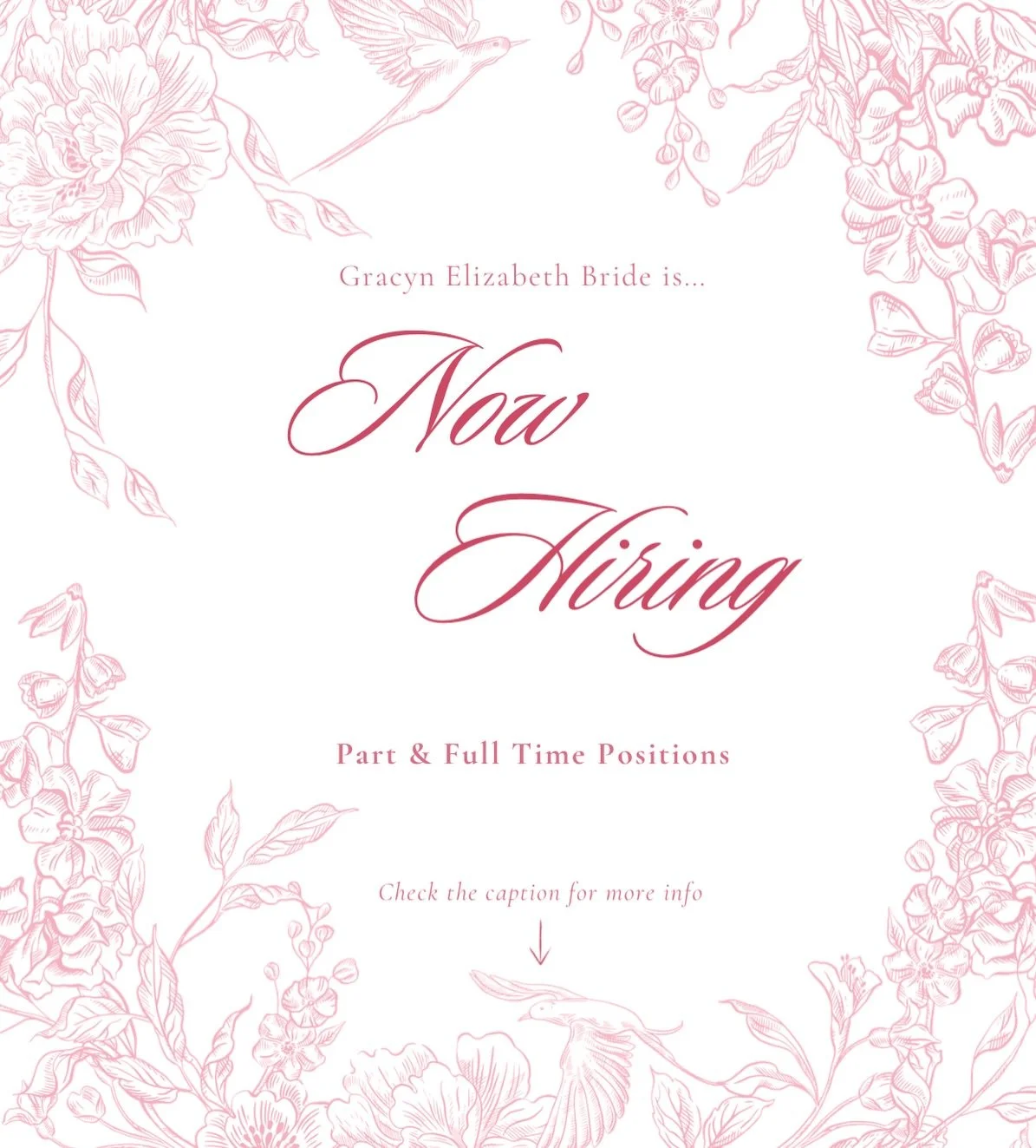 We&rsquo;re growing&hellip; and that means we&rsquo;re HIRING 💞✨👰🏼&zwj;♀️

Both our bridal and menswear teams are looking for new faces to join us&mdash;whether you&rsquo;re wanting part-time or full-time hours! If you have a love for fashion, peo