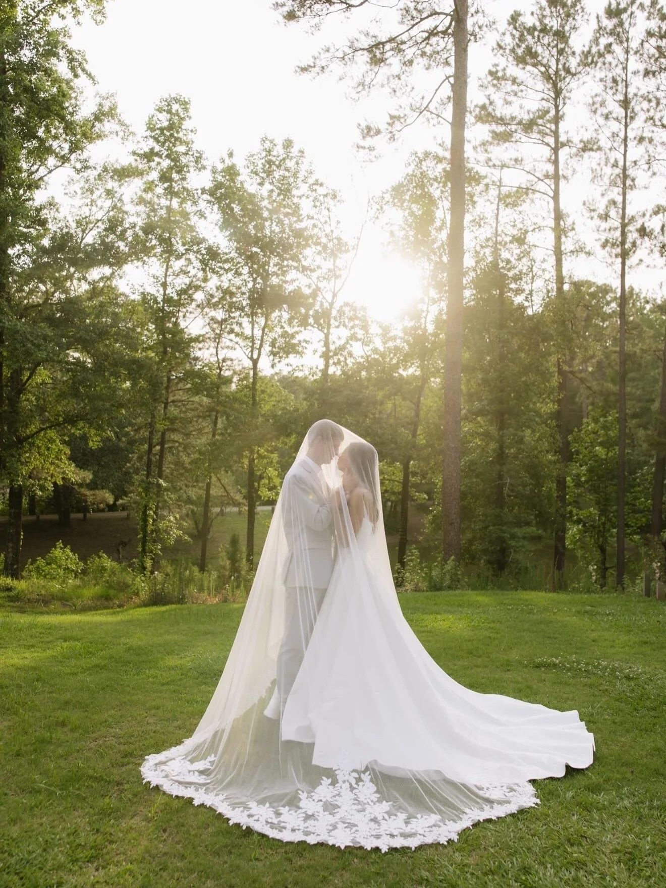 Genuinely can&rsquo;t stop looking at these sneak peaks of @bekjones04 &lsquo;s big day! Our stunning dress, &ldquo;Greer&rdquo; is showcased here with bright spring colors, and a couple in love! Congratulations to the Joneses!💛🧡💚