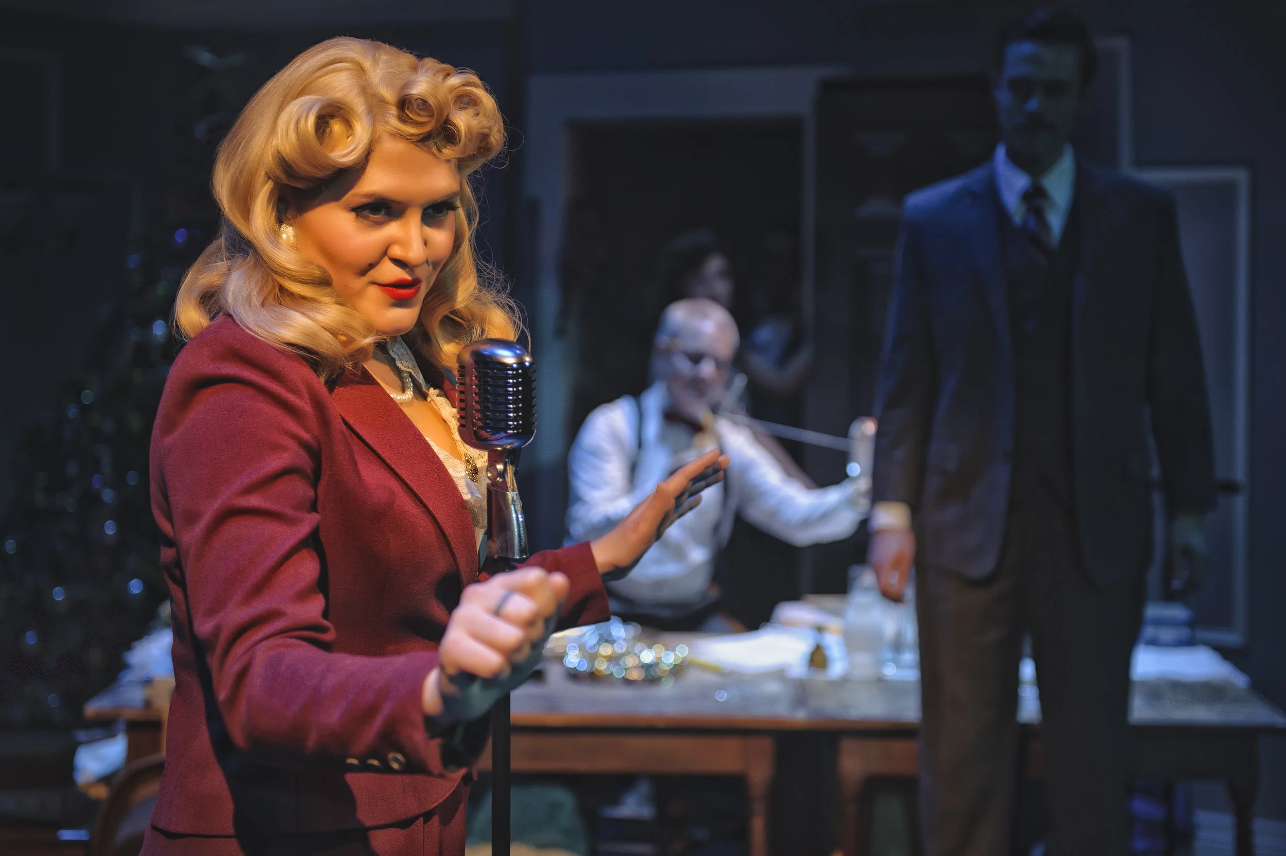 Lana Turner in "Christmas Carol: A Live Radio Play" at Resident Theatre Company
