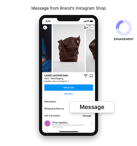 Message from Brand's Instagram Shop
