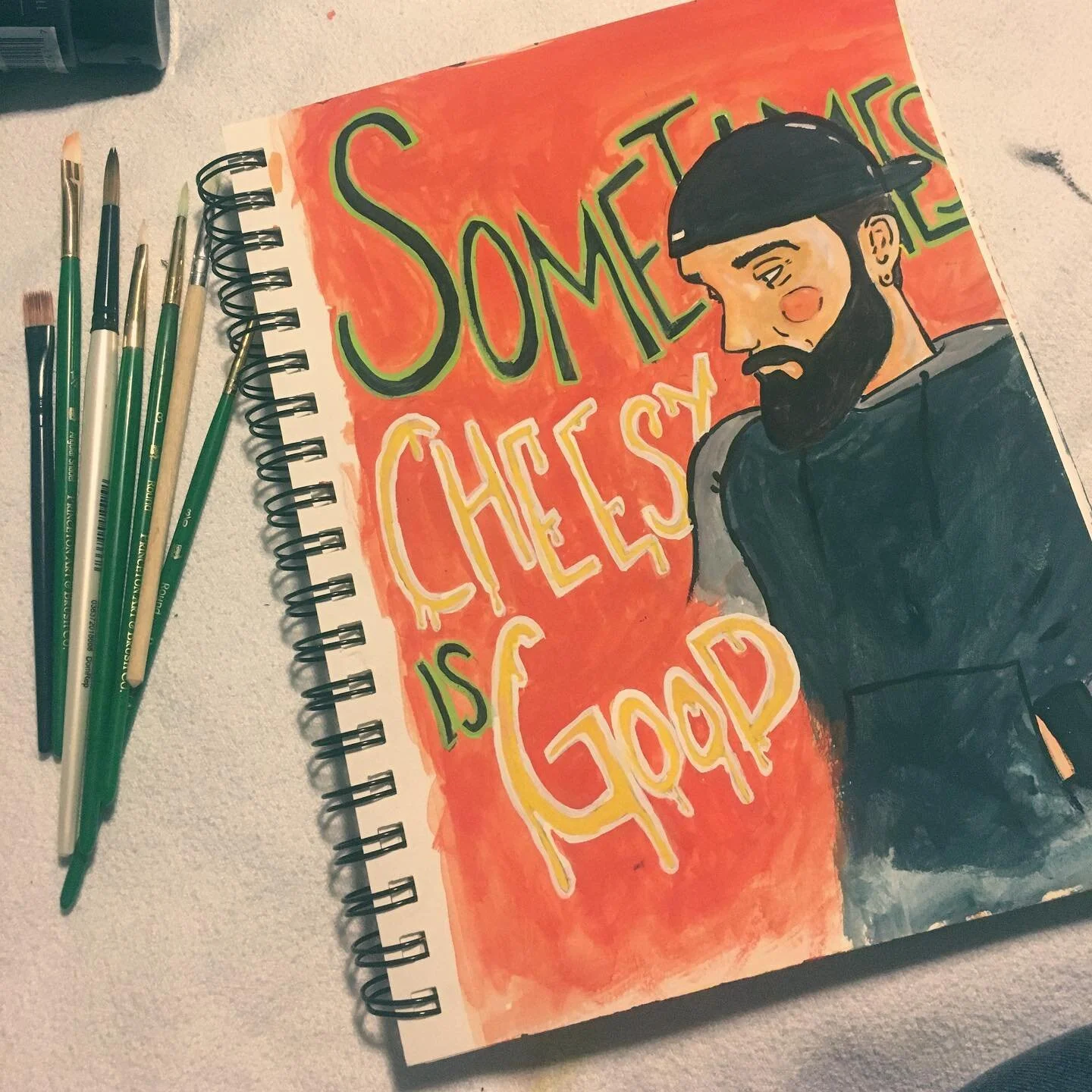 #tbt to this old painting. Painted this after one of our many Tijuana Flats dates. Look how clean the art towel was lol.