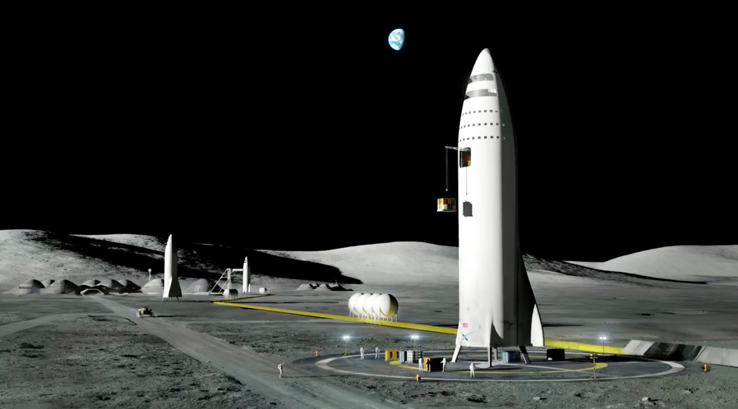 Starship on the surface of the moon