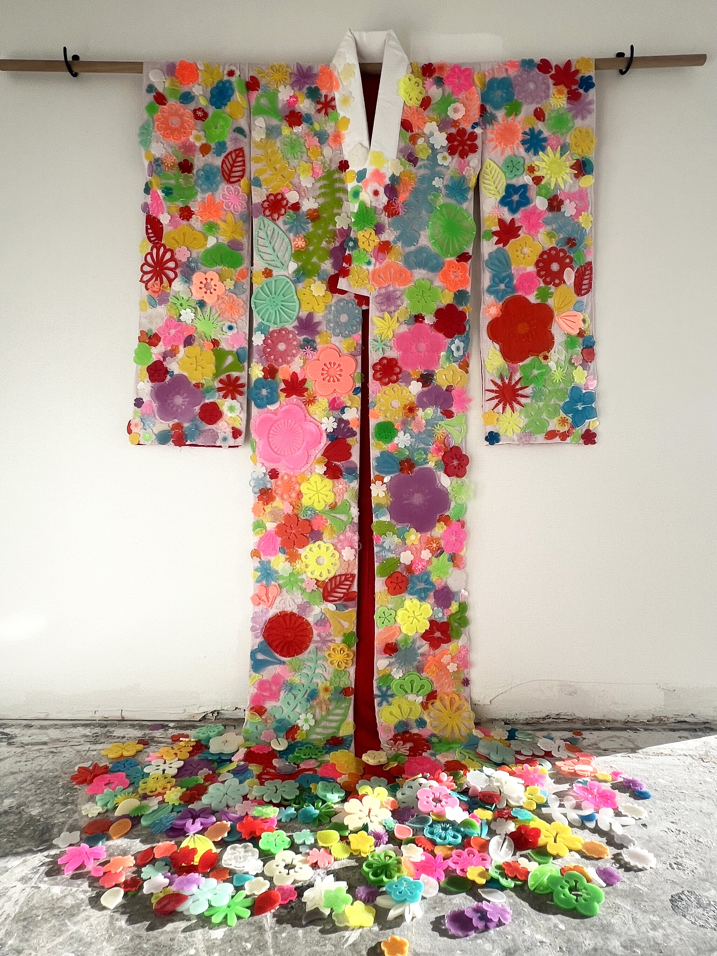 Blooming Flowers on Top of Red:White Juban 6' x 7'.JPG