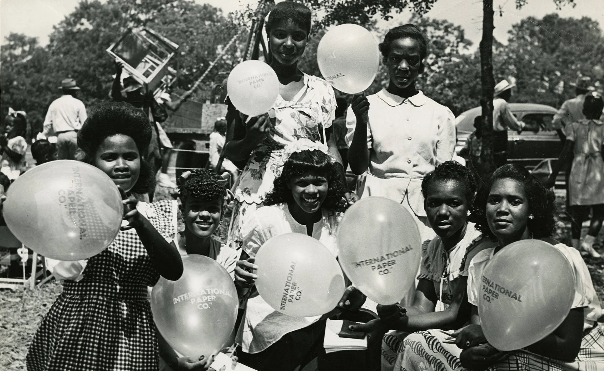 Displaying balloons received as gifts  Rex A. Moore Collection ~ Jackson-George Regional Library System