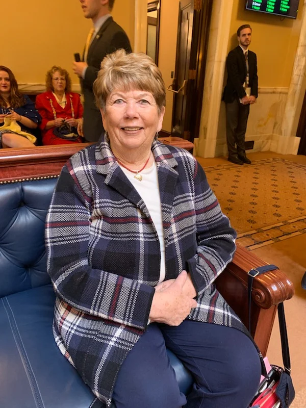 Gayle Petersen sits in on Senate floor time.