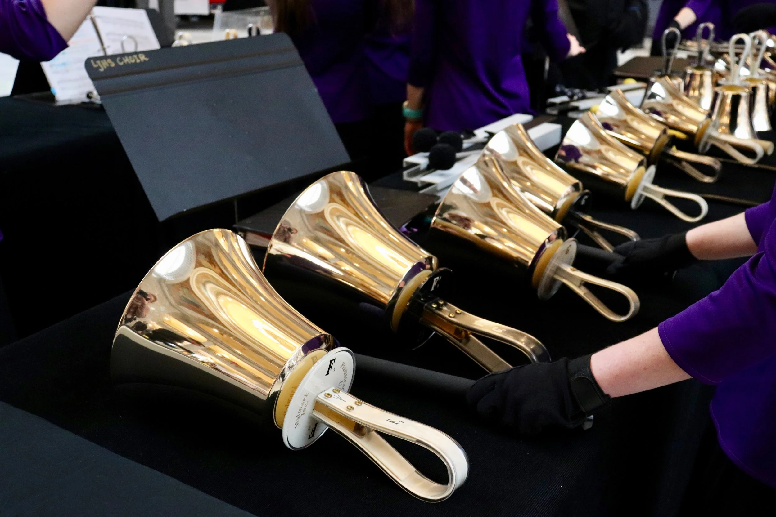 Bells used in a musical performance.