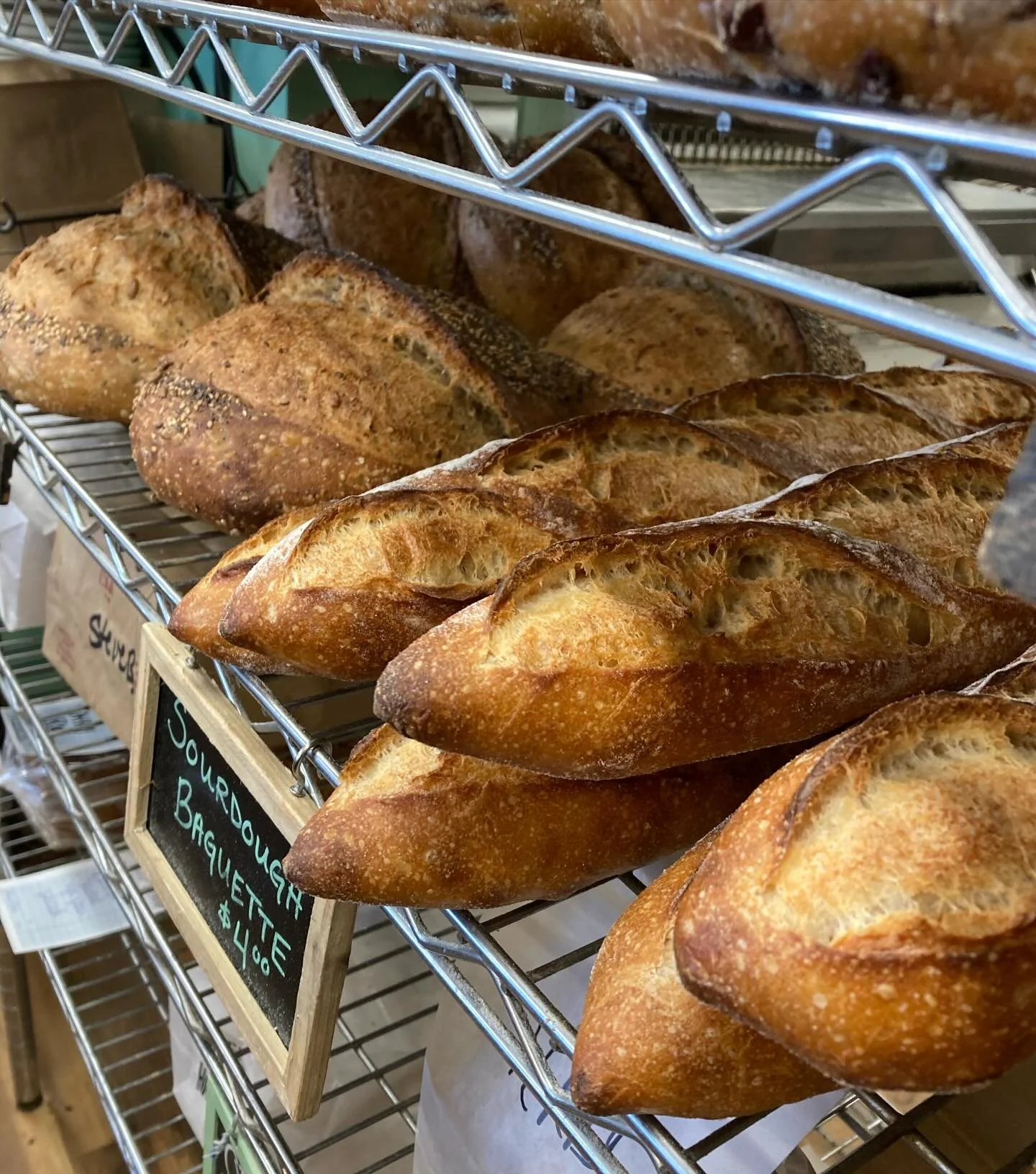 The sun is out and the roads are clear so come see us! We have a really good selection still for 11:00 on a Saturday: scones, galettes, gingerbread, soup and sandwiches, bread bread bread. And more ! Did I mention the coconut cream pie? 🥰