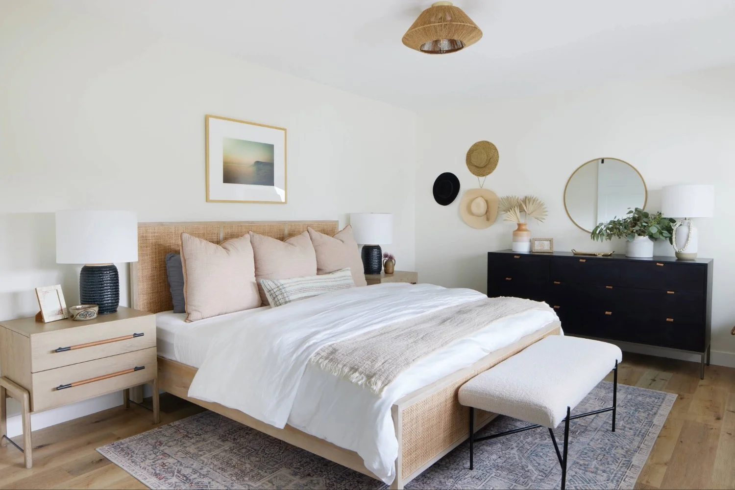 Casual yet curated modern luxury interiors with a natural, warm, textured aesthetic.