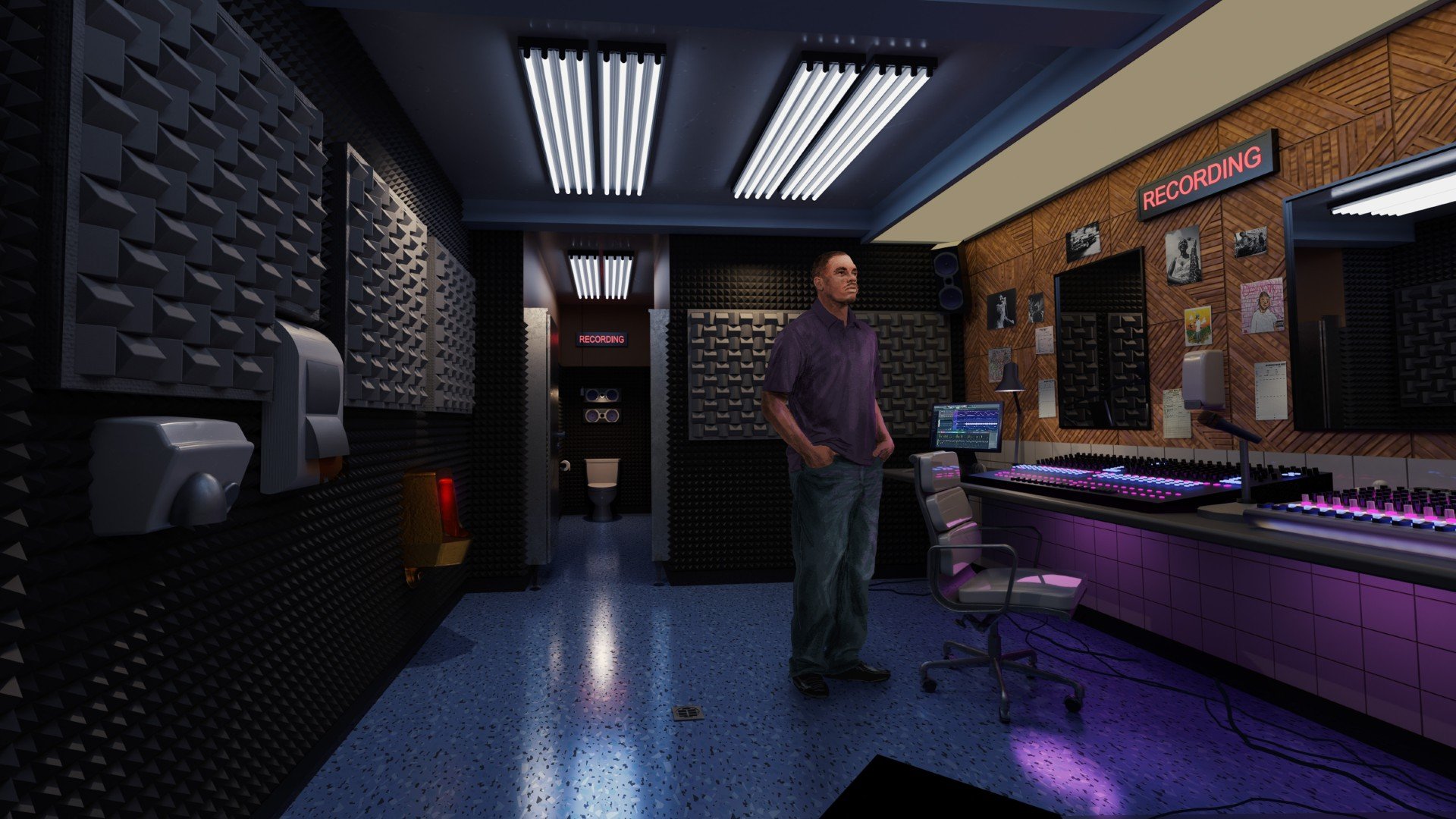  Illustration - Car Dealership Bathroom converted to Recording Studio. Vince Staples Show 