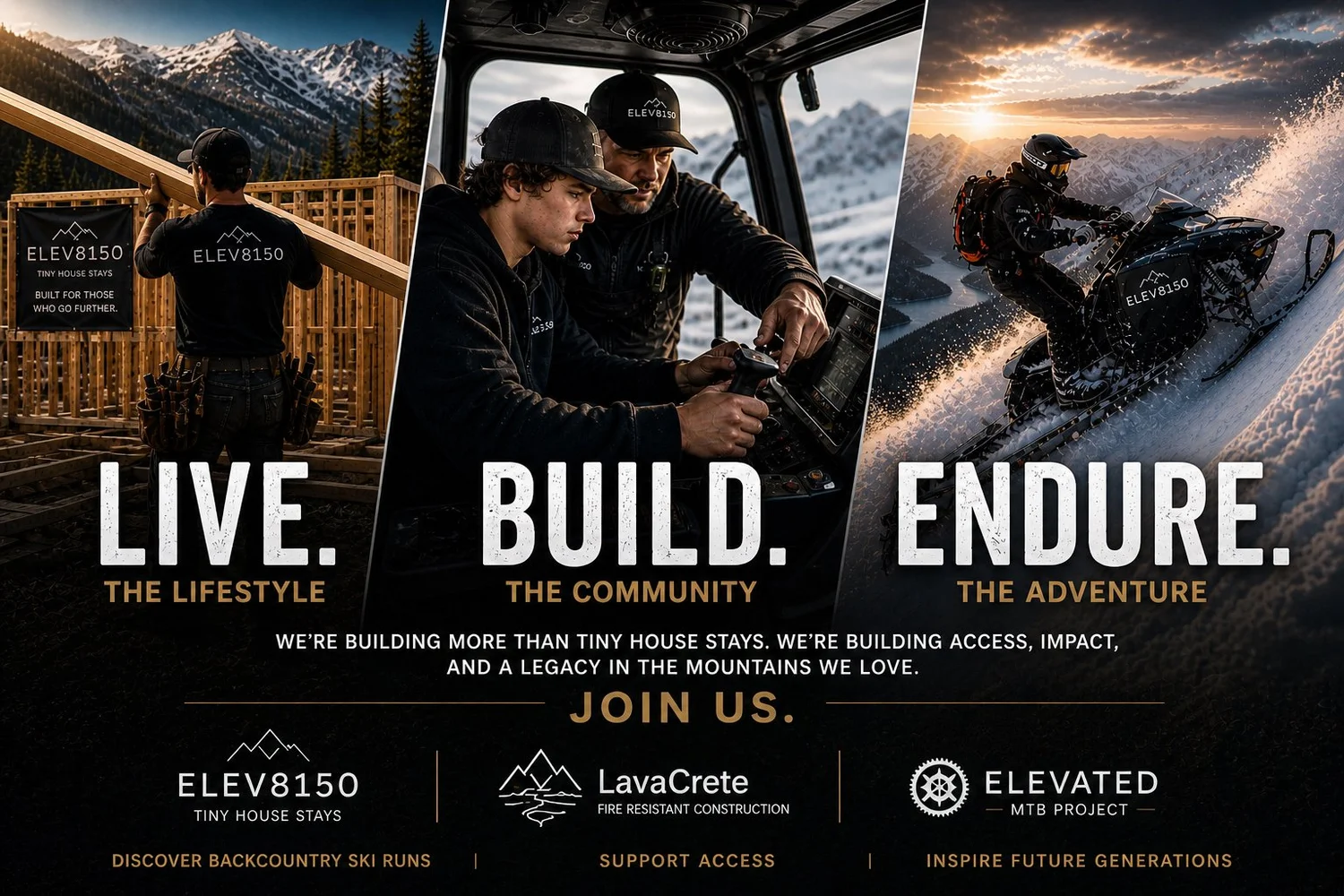 Live Build Endure — building a tiny house, learning to drive a snowcat, snowmobiling at Elev8150 — 8,150 feet Anaconda Montana