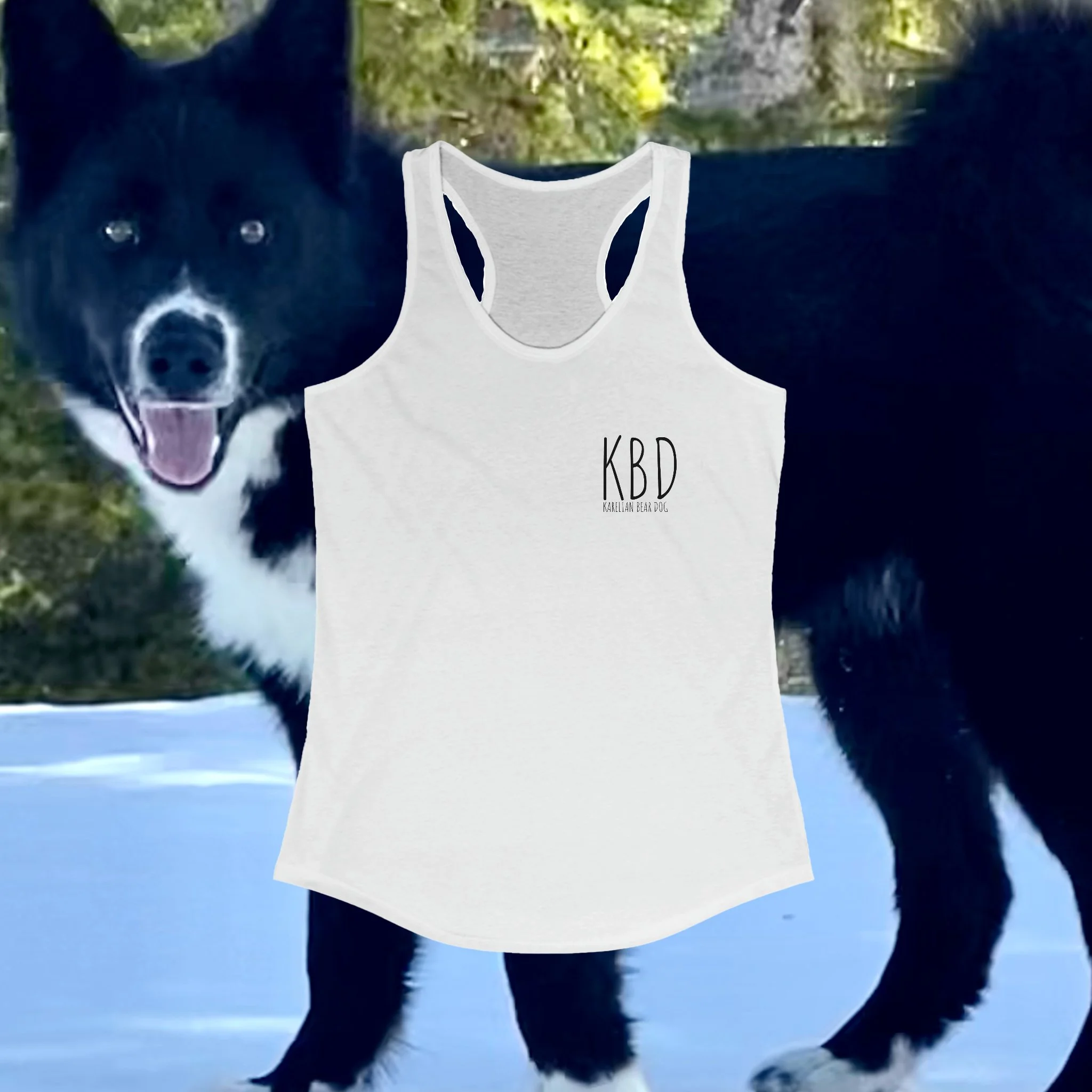 Stay cool and comfortable while showing off your love for Karelian Bear Dogs with this stylish racerback tank top!