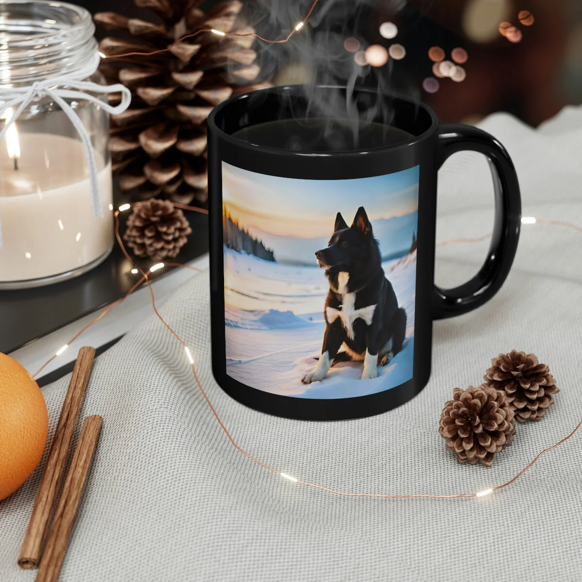 Introducing the Karelian Bear Dog Black Coffee Mug, designed especially for passionate Karelian Bear Dog enthusiasts.
