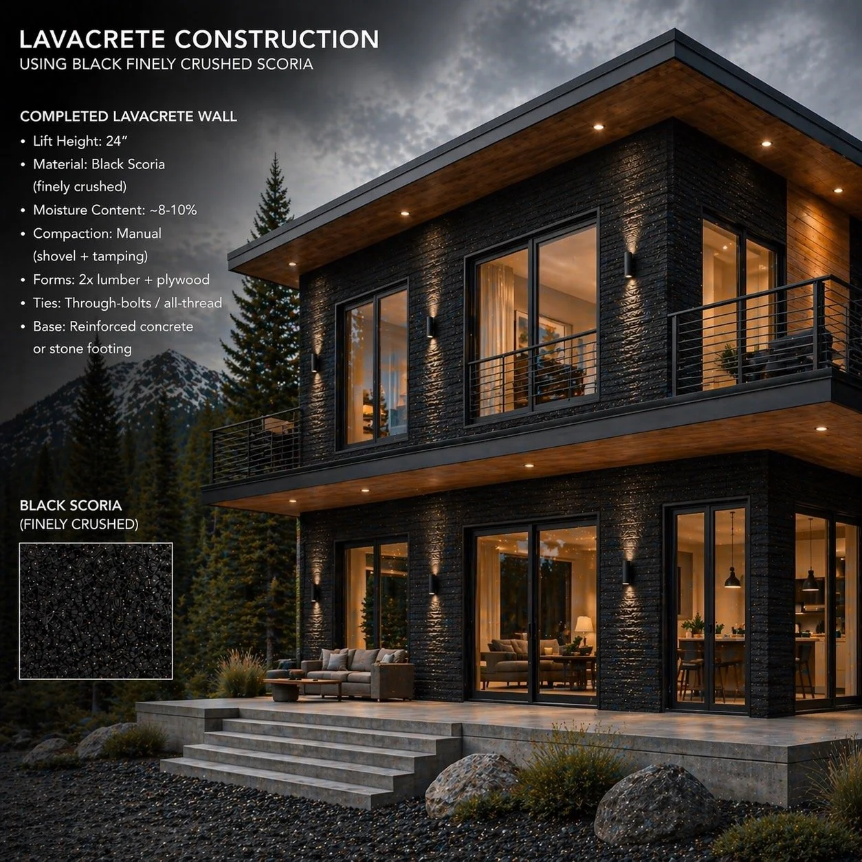 Finished Lavacrete Wall