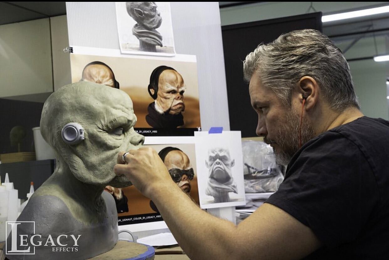 Happy to welcome @legacyeffects Key Artist @jason_b_matthews to IG! Pictured here at Legacy in 2018, sculpting Kuiil for season one of @themandalorian now streaming on @disneyplus. Jason has over 25 years experience working in special effects on many