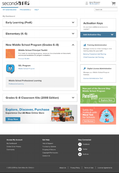 Final design of the My Dashboard page.