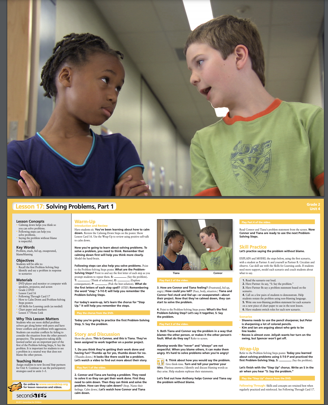 Sample physical lesson card for Grade 2.