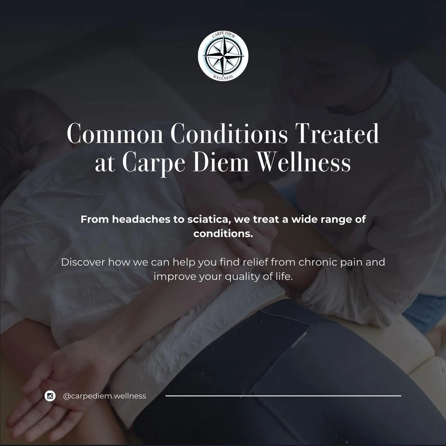 🌟 Discover Your Path to Wellness with Carpe Diem Wellness 🌟

Are headaches, low back pain, or digestive issues holding you back? At Carpe Diem Wellness, we&rsquo;re here to help you seize every day with vitality! Our holistic approach is your compa
