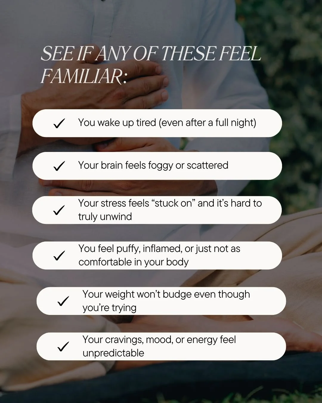 Quick spring check-in: does it feel like your body is asking for a reset&hellip; but you can&rsquo;t quite pinpoint what to do first?

If any of these sound familiar:
-running on caffeine + willpower
-waking up tired (even after a full night)
-brain 
