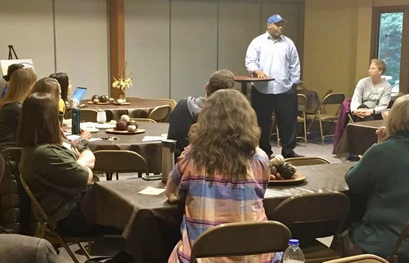 Henry Sanders of Selfless Ambition talks at the Oct. 15 meeting of Fitchburg Faith/City Leaders.