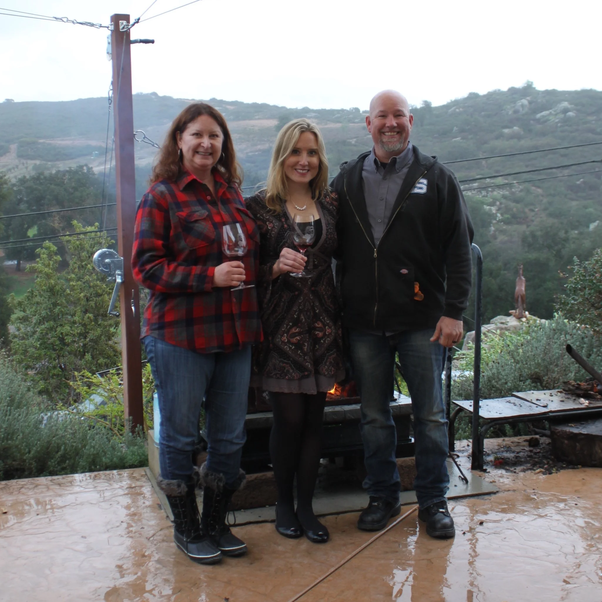 Ramona Ranch Vineyard and Winery owners Teri Kerns, left, and Micole Moore, right, with Veritas Consultants owner Meghan Vergara. Photo by Charlene Pulsonetti