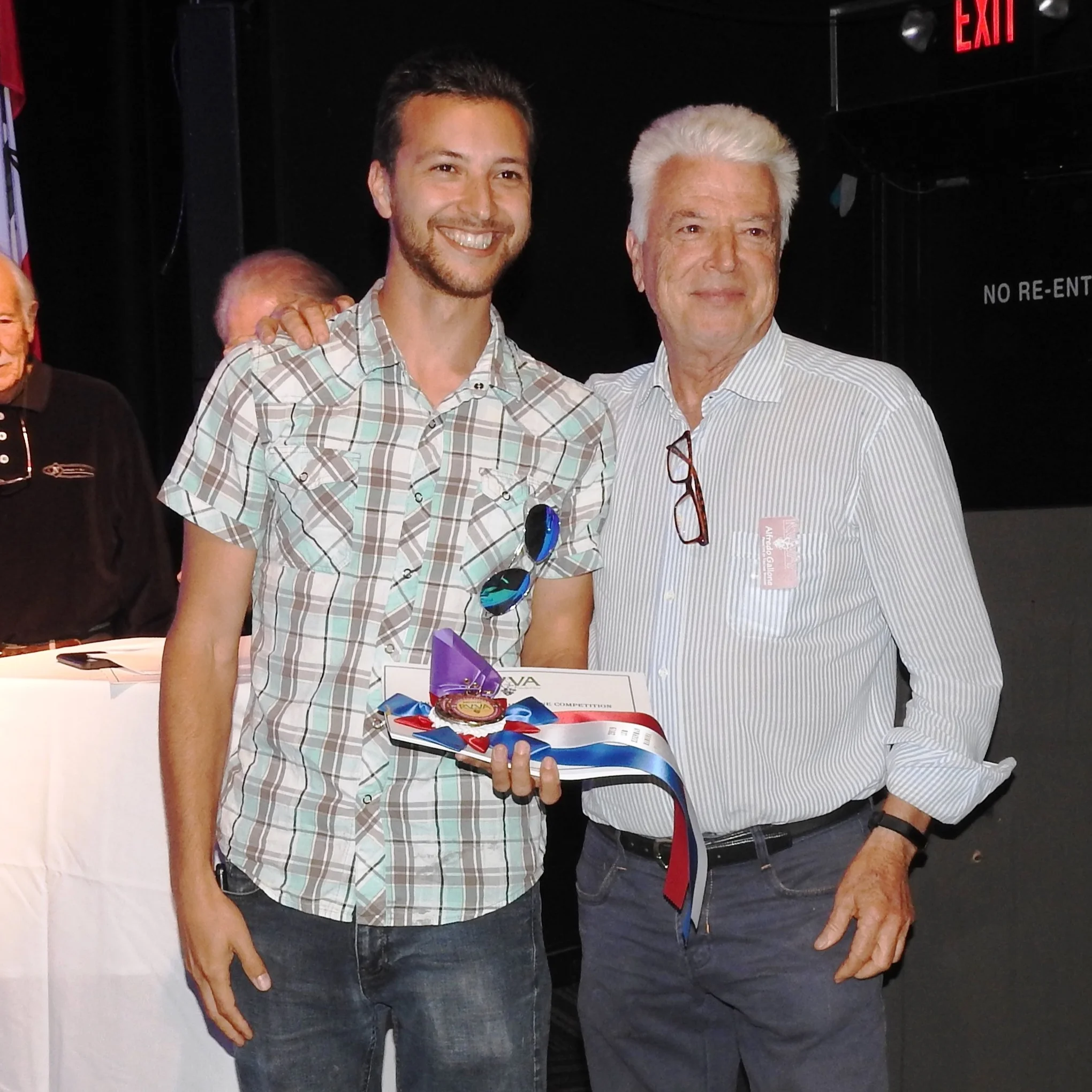 Alfredo Gallone of Principe de tricase Winery, right, pictured with his son Alessandro Gallone, won best of show in the commercial winemaker category. Photo Courtesy of Ramona Valley Vineyard Association