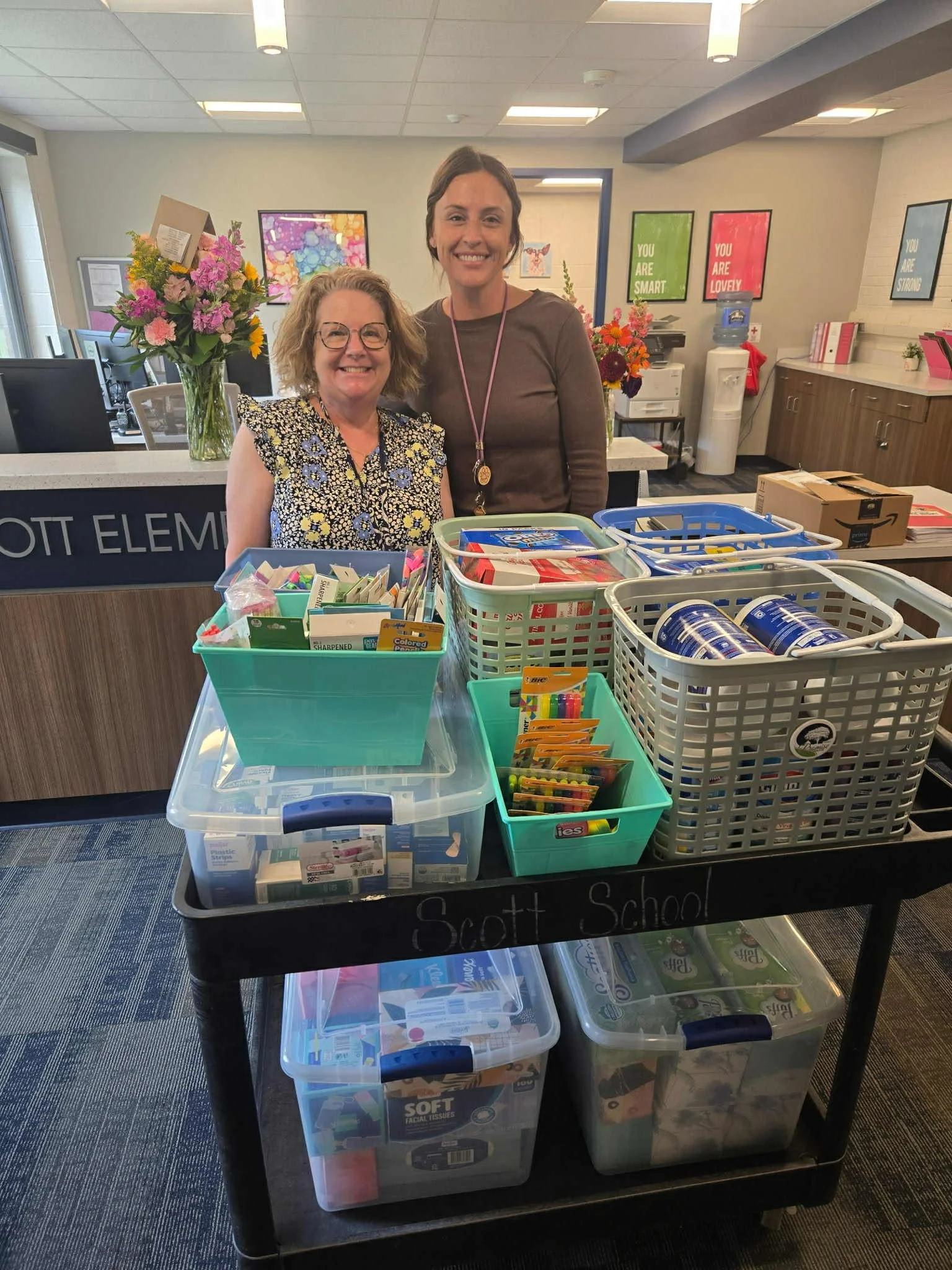 The first annual Promise C.A.R.E.S. “Back to School Blessings Basket” deliveries were a huge success! Kelli and Donna, as representatives of Promise, successfully delivered several totes and baskets filled with Kleenex, snacks, disinfecting wipes, b