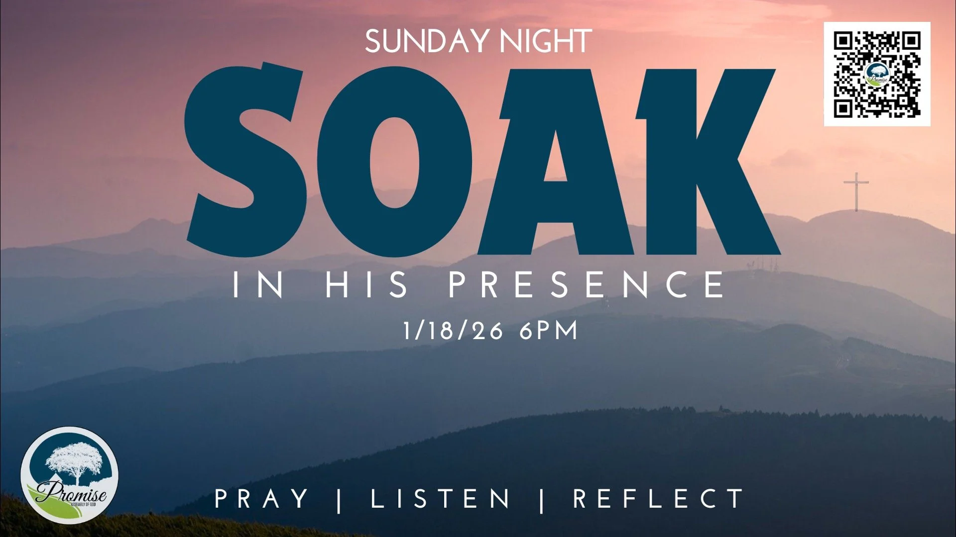 Sunday Night Soak (a night of intercessory prayer and worship) Sunday - January 18, 2026 at 6pm