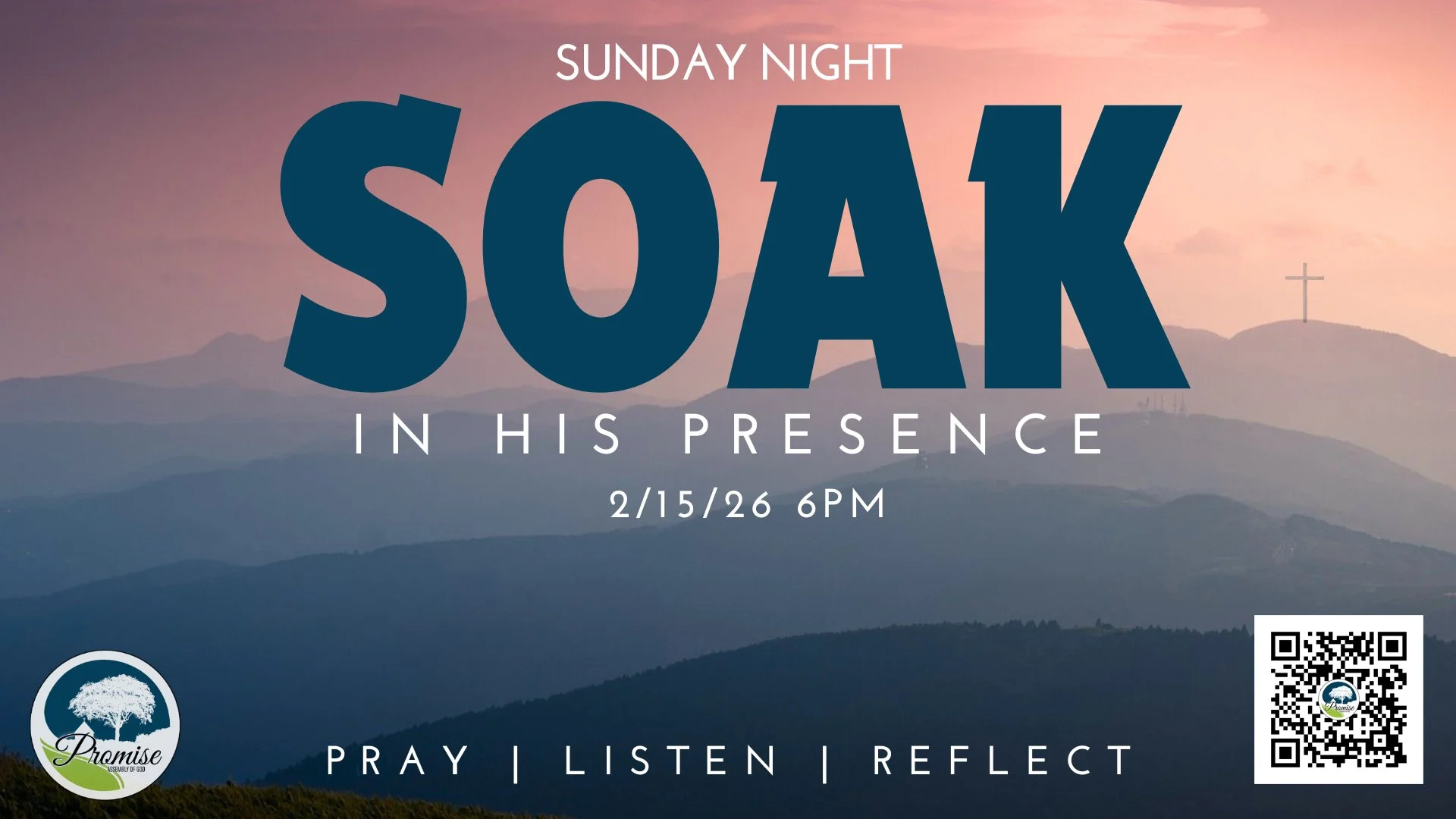 Sunday Night Soak (a night of intercessory prayer and worship) Sunday - February 15, 2026 at 6pm