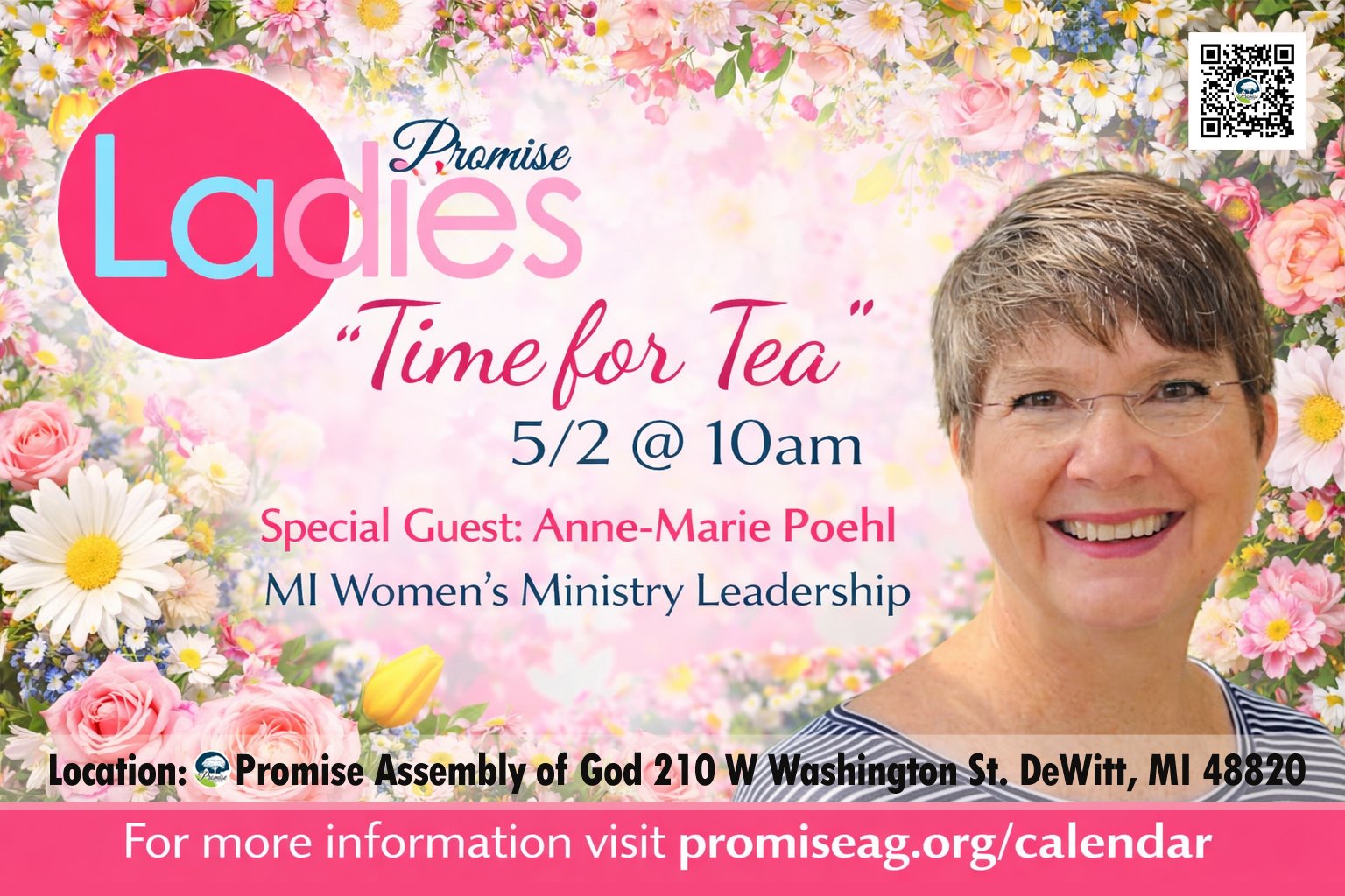 Promise Ladies “Time for Tea” on 5/2/2026 @ 10am with Anne-Marie Poehl (MI Women’s Ministry Leadership)