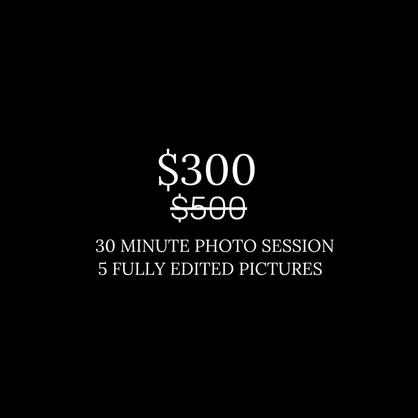 💃🏻📸 Limited time offer 8/22-9/7
Location of your choice
DM to book
