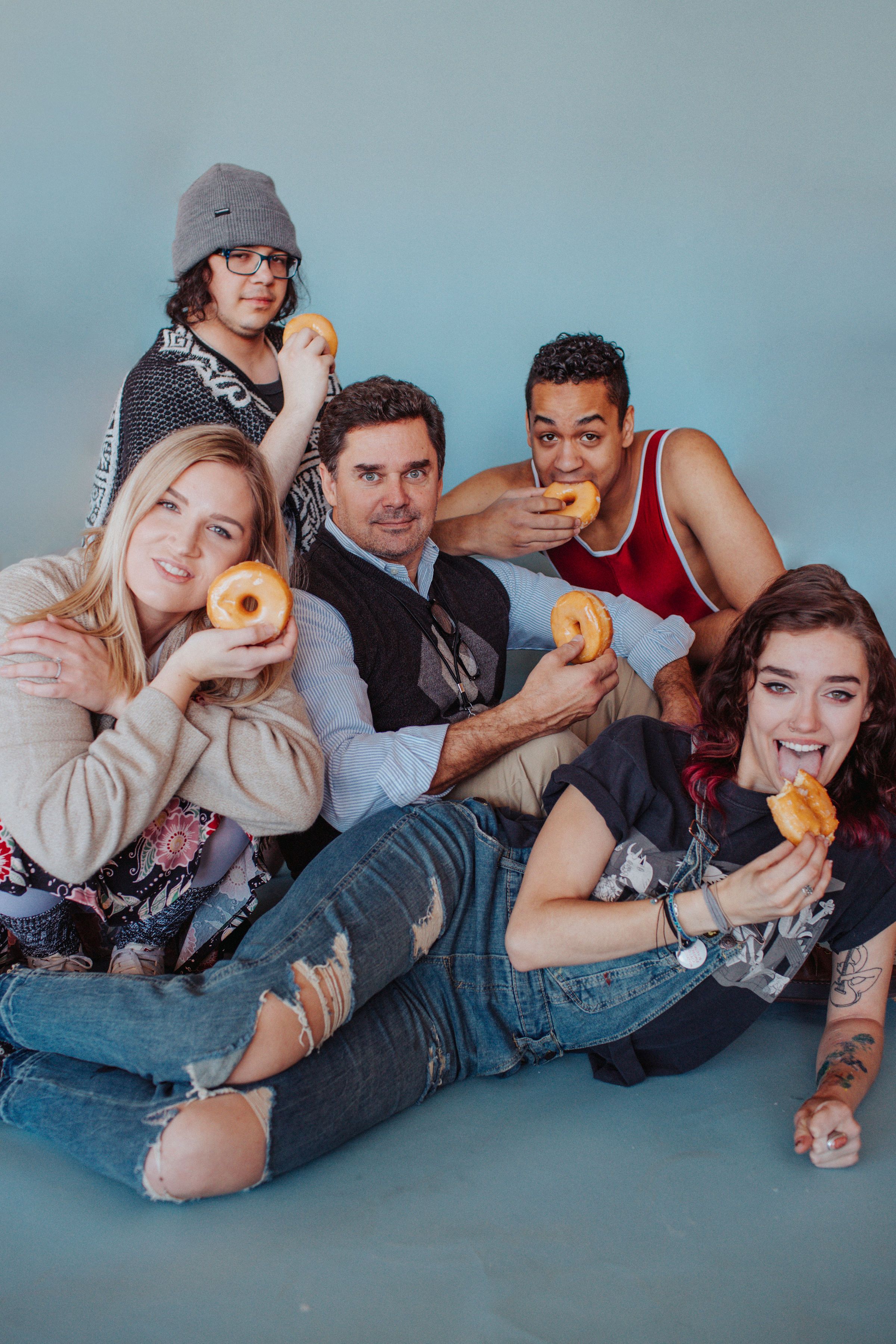 Taylor Kulju as Greta Van Susteren, Karl Numinen as Larry Raganesse, Hanna Numinen as Pookie Doublet, Tanner Parish as Dynamo Delgato and Nathan Morgan as Benny Petricelli. Photo by Riley Fields.