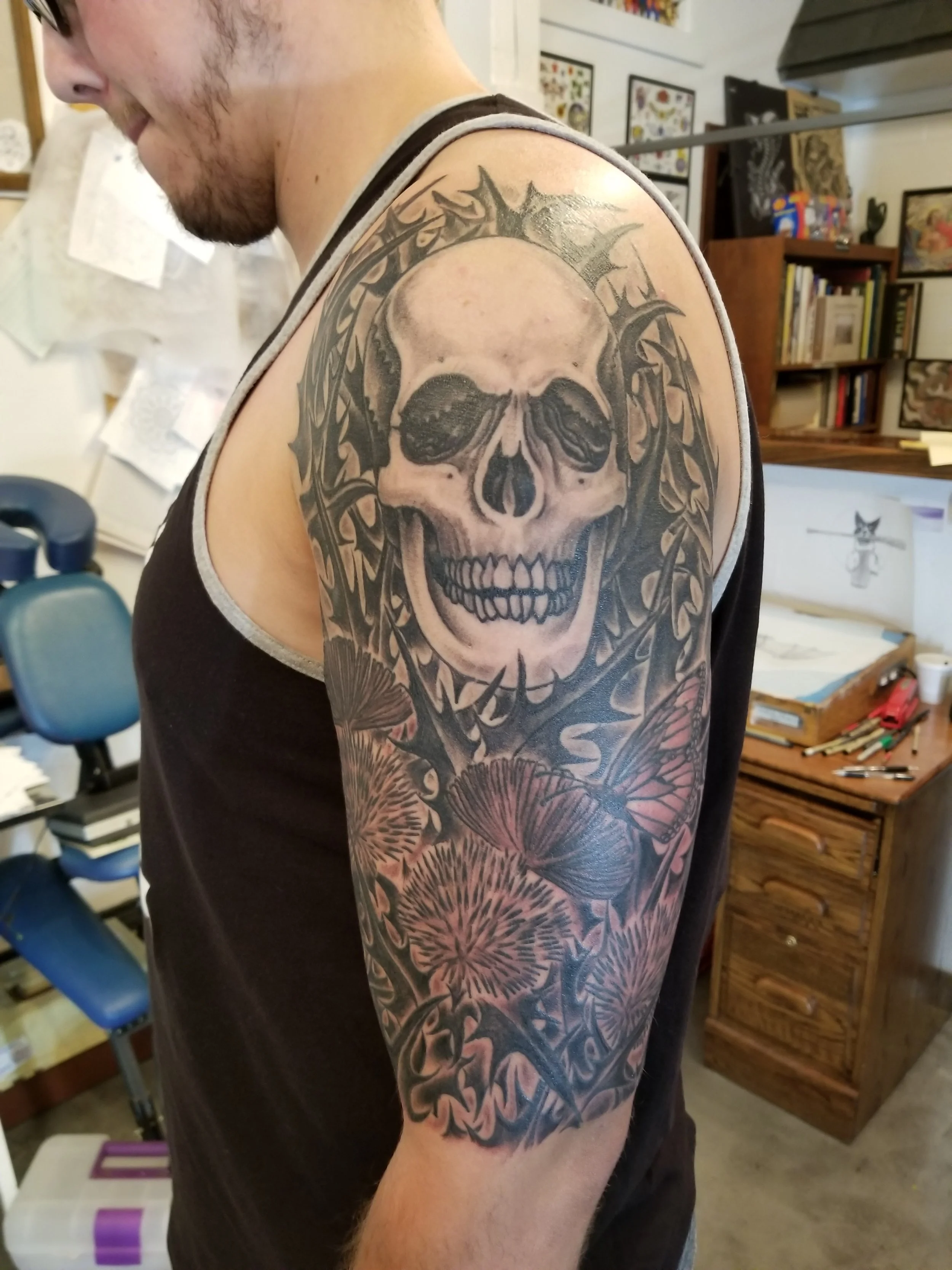 Skulls and thistles