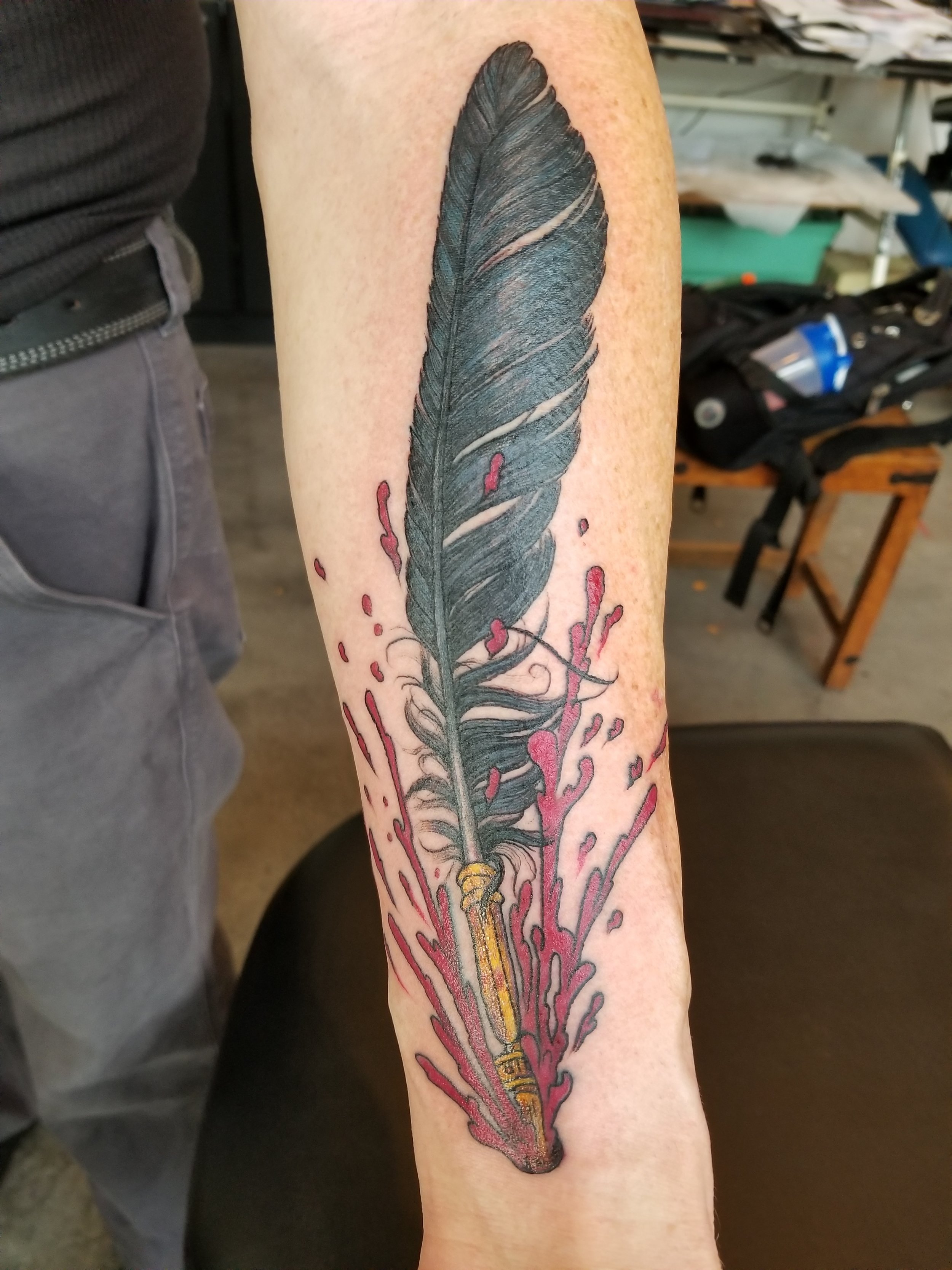 50 Quill Tattoo Designs For Men - Feather Pen Ink Ideas | Quill tattoo, Quill  pen tattoo, Pen tattoo