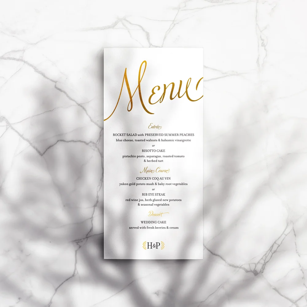 Holly Wedding Menu
