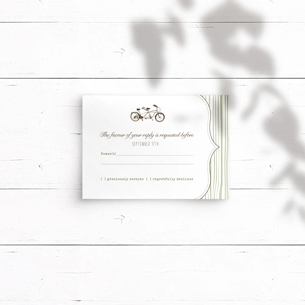 Elizabeth RSVP card (size A6 148mm W x 105mm H)