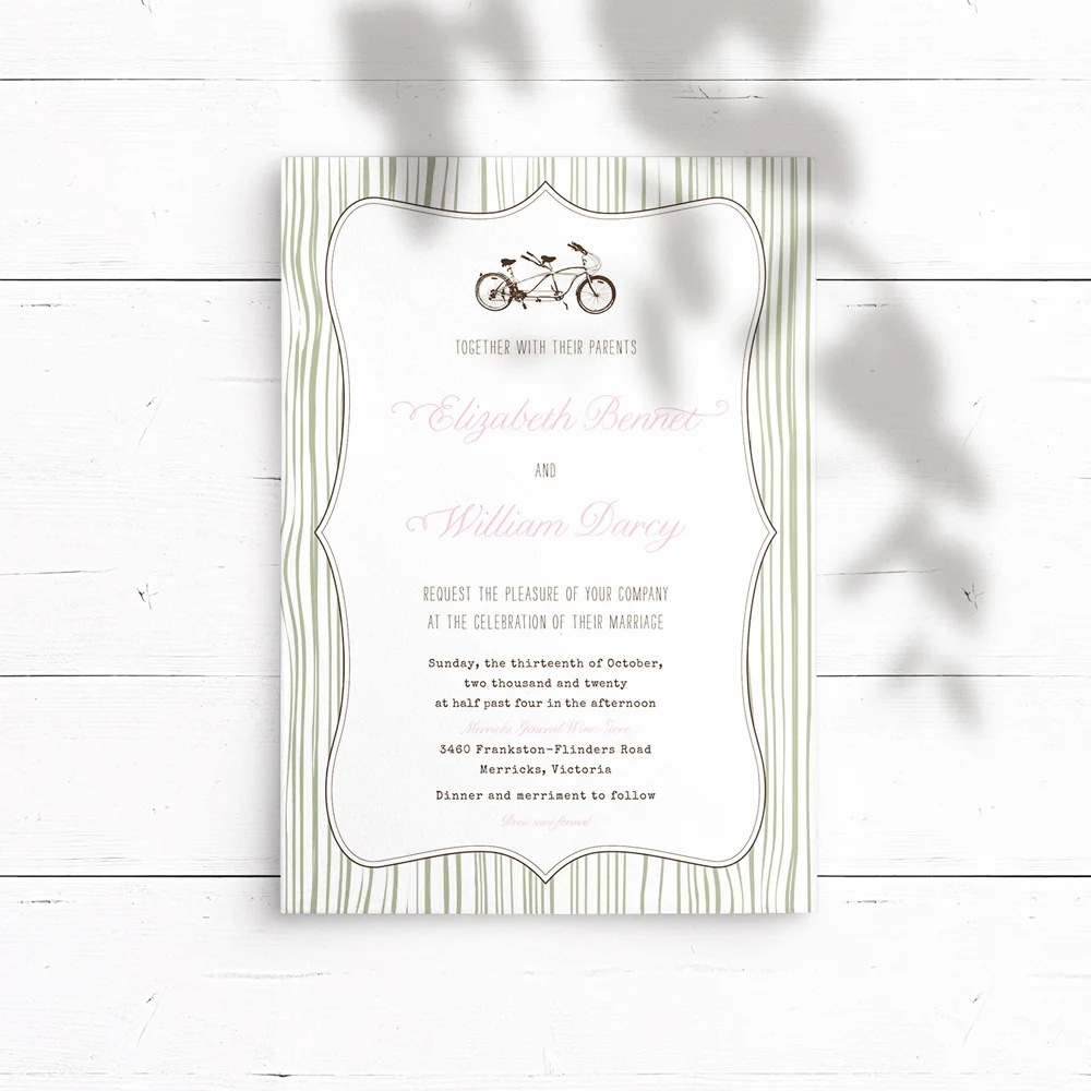 Elizabeth Main Wedding Invitation (size A5 148mm W  x 210mm H)