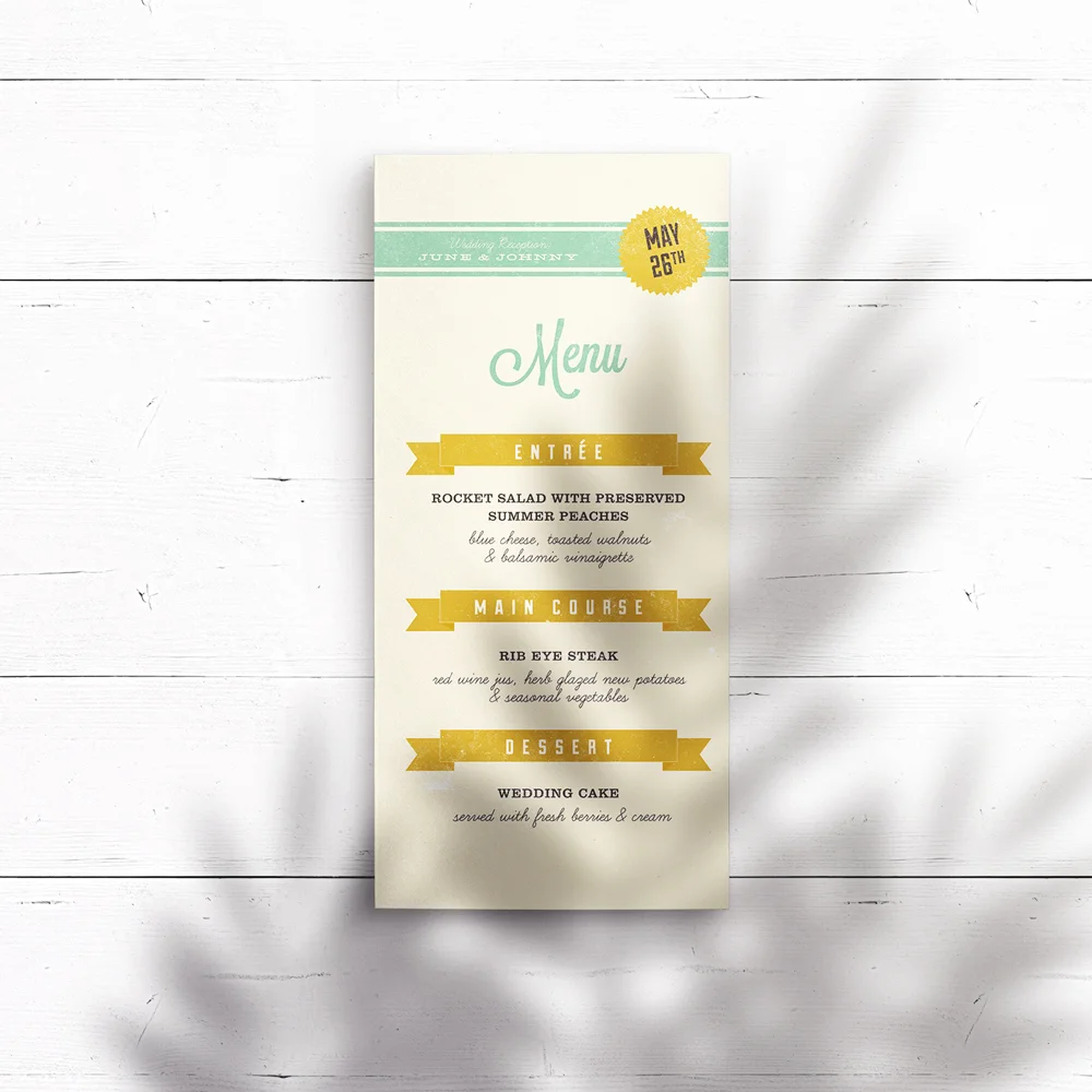 June Wedding Menu (size DL 99mm W x 210mm H)