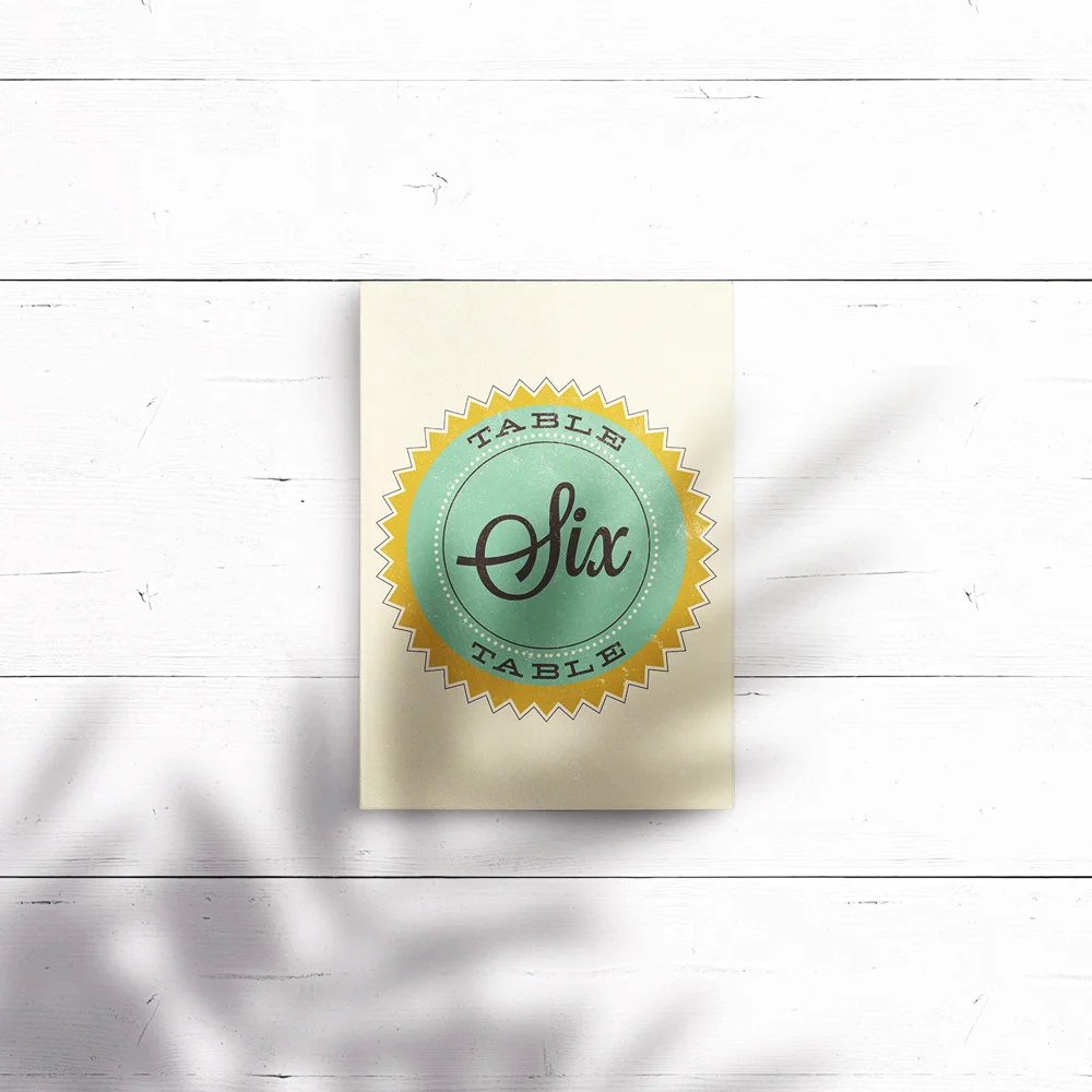 June Table Number (size A6 105mm W x 148mm H)