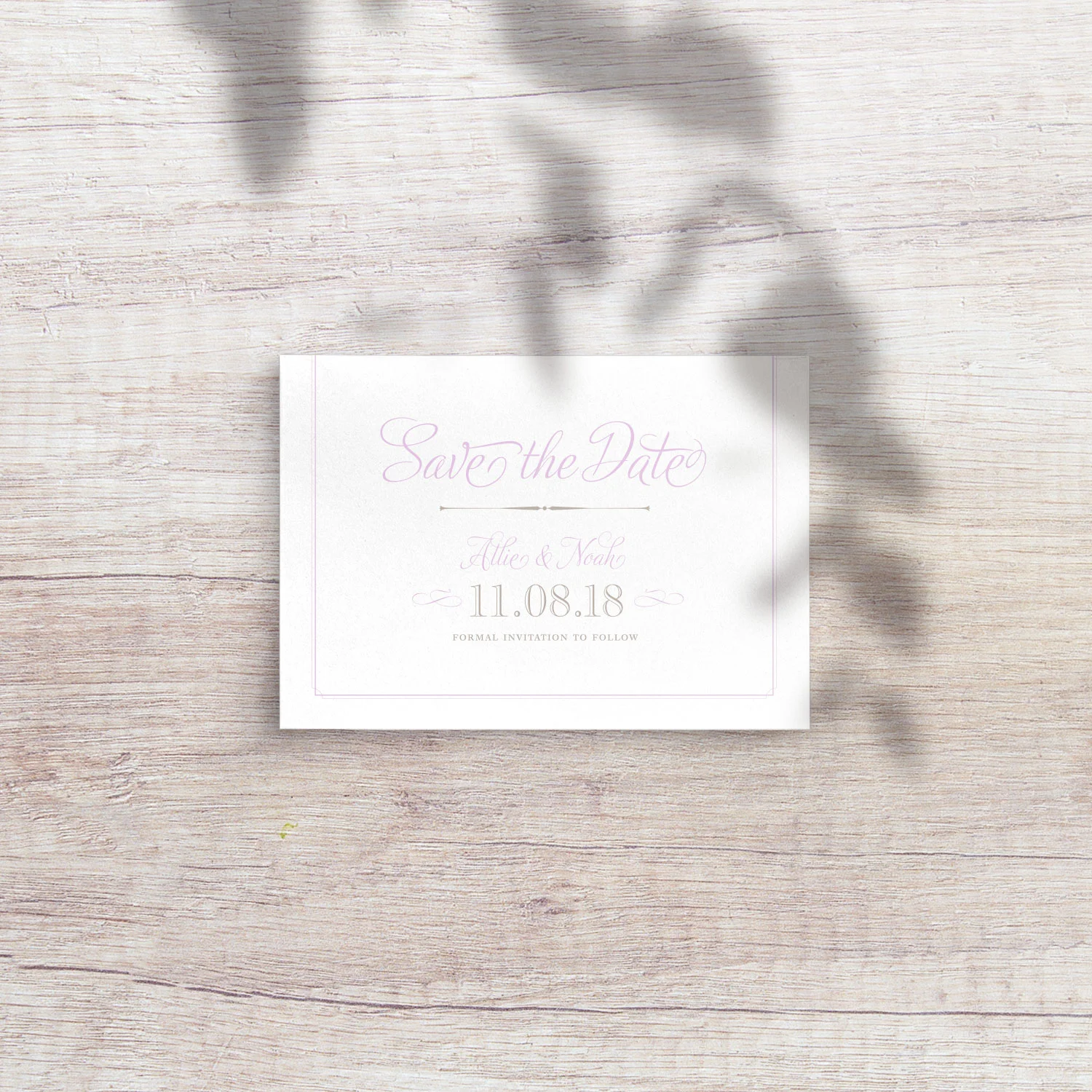 Allie Save the Date card (size A6 148mm W x 105mm H)