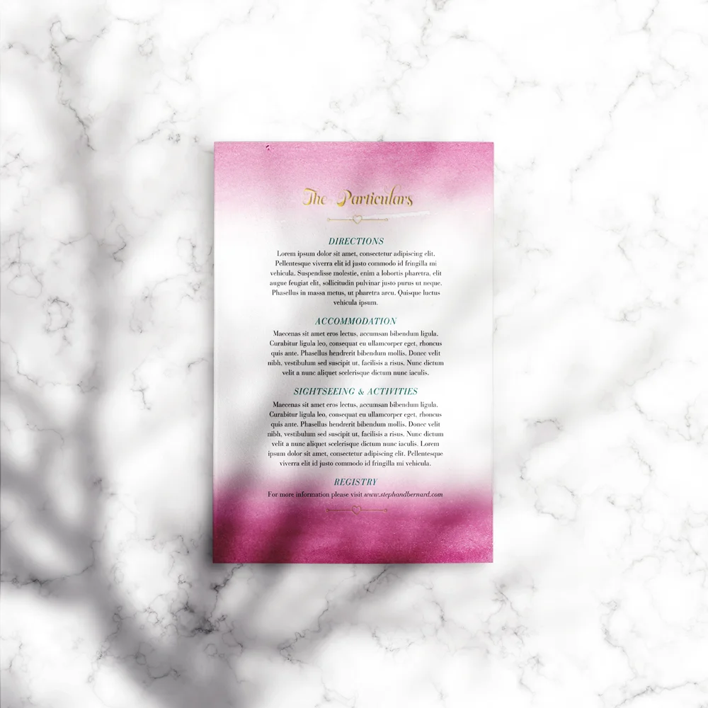 Bella Information card (120mm W x 180mm H) 